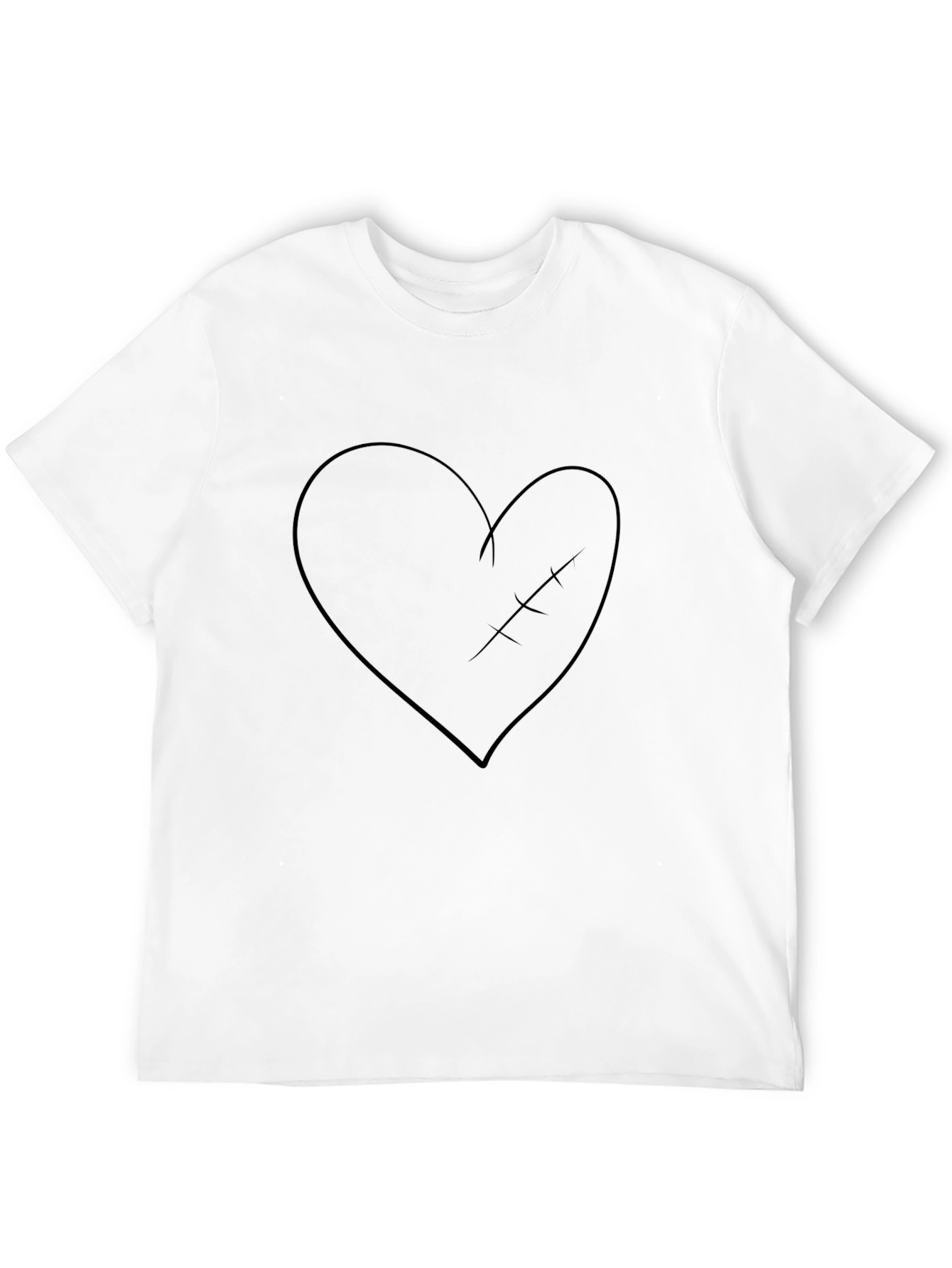 Mended Heart Graphic Tee - Black Cotton Casual Shirt