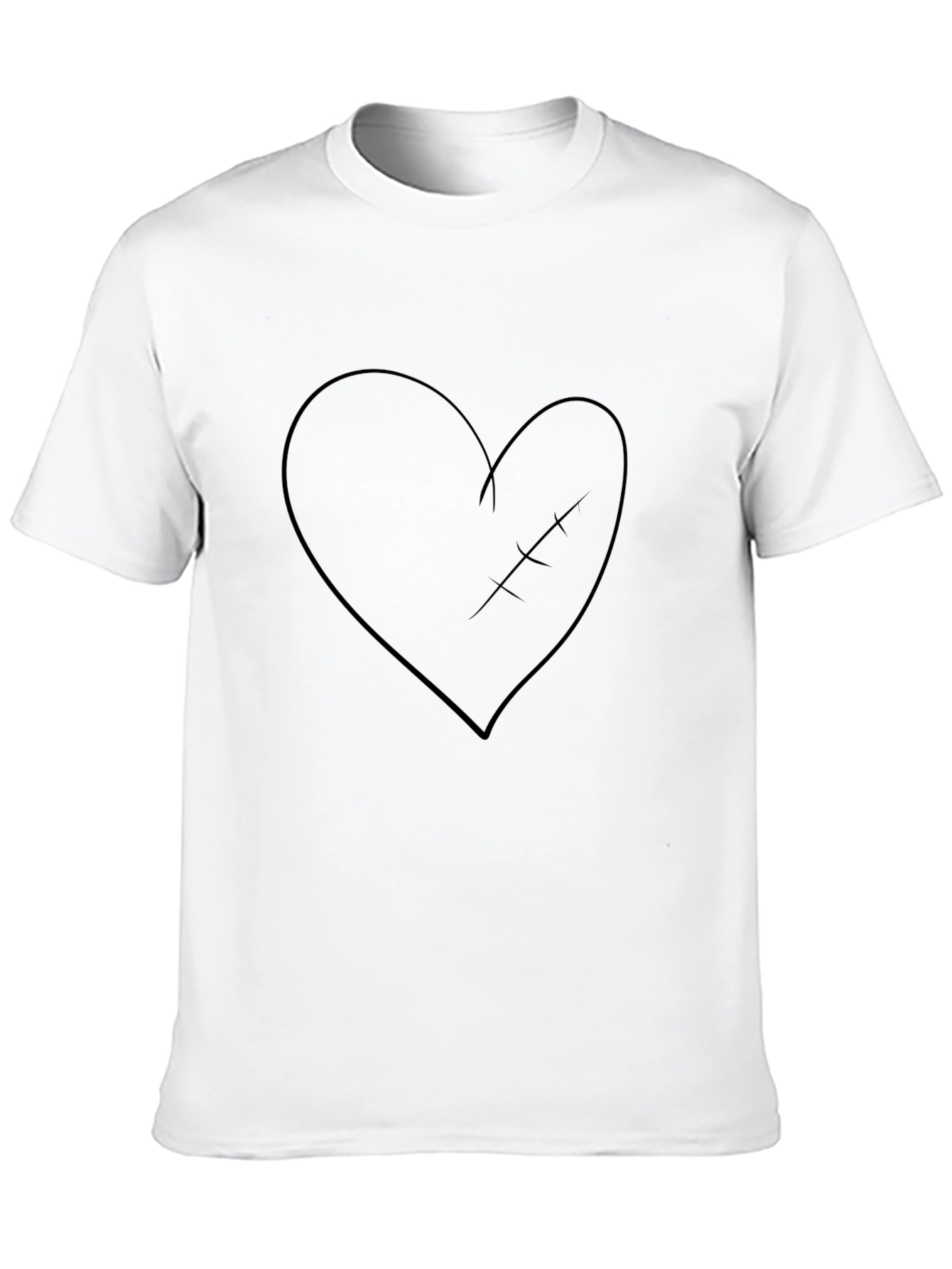 Mended Heart Graphic Tee - Black Cotton Casual Shirt