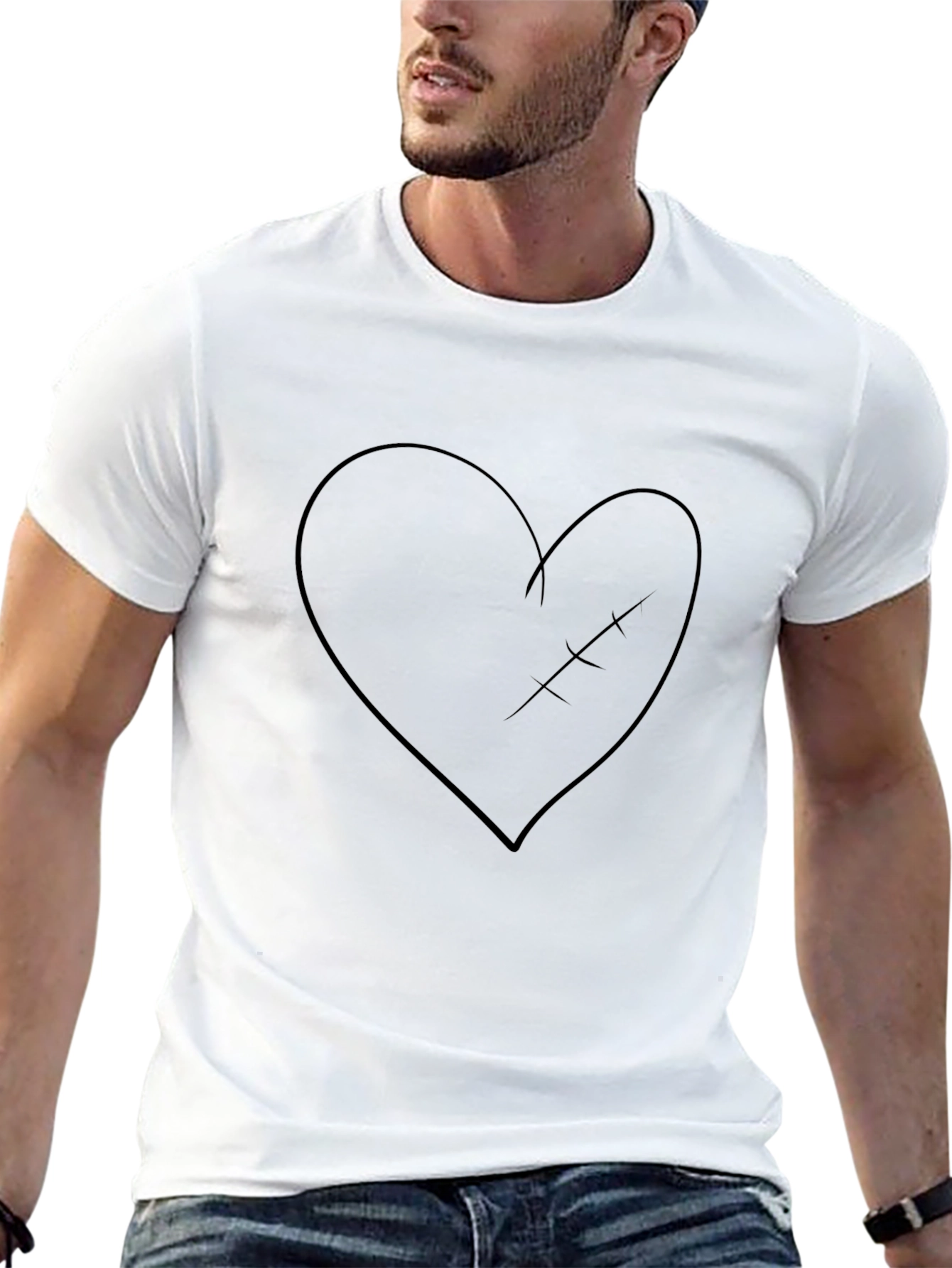 Mended Heart Graphic Tee - Black Cotton Casual Shirt