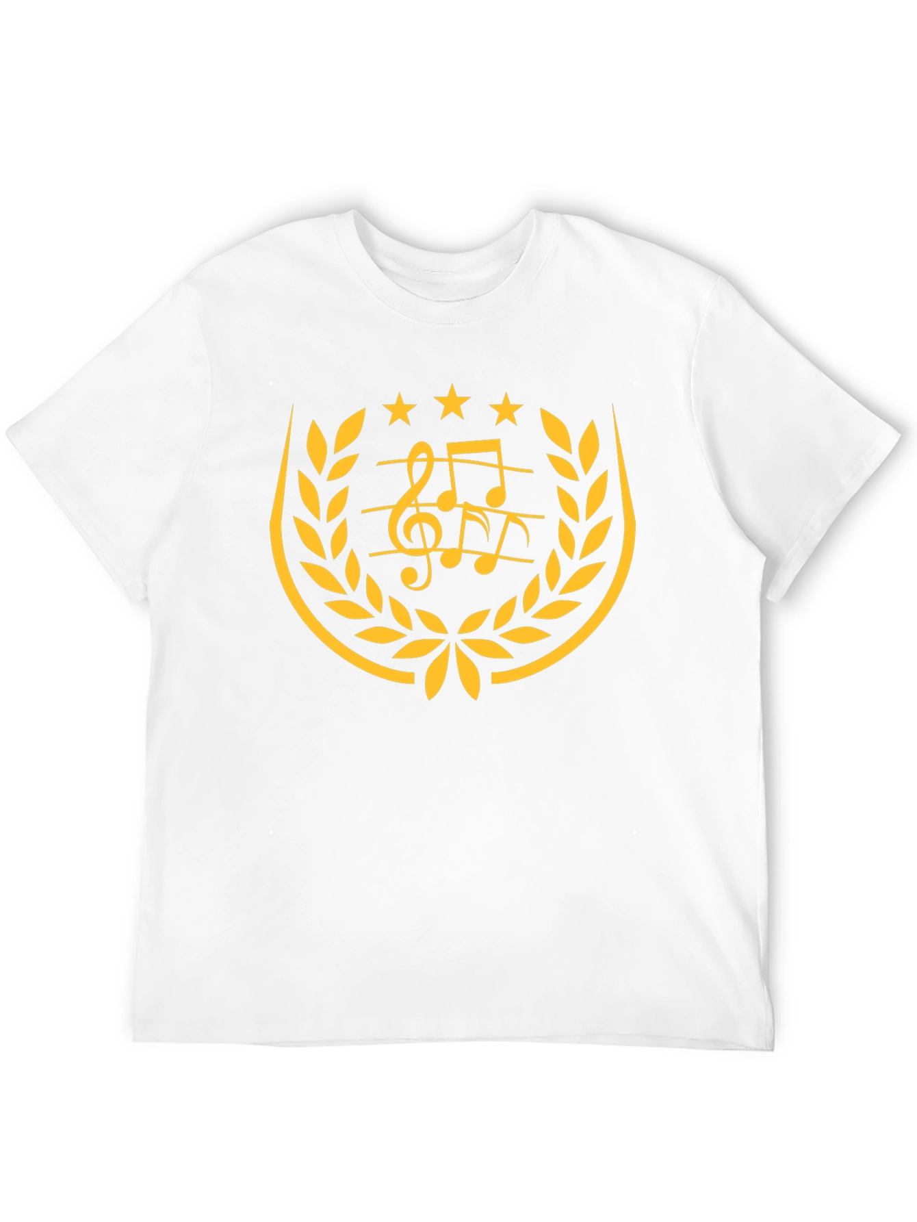 Music Note Laurel Wreath Graphic Black T-Shirt