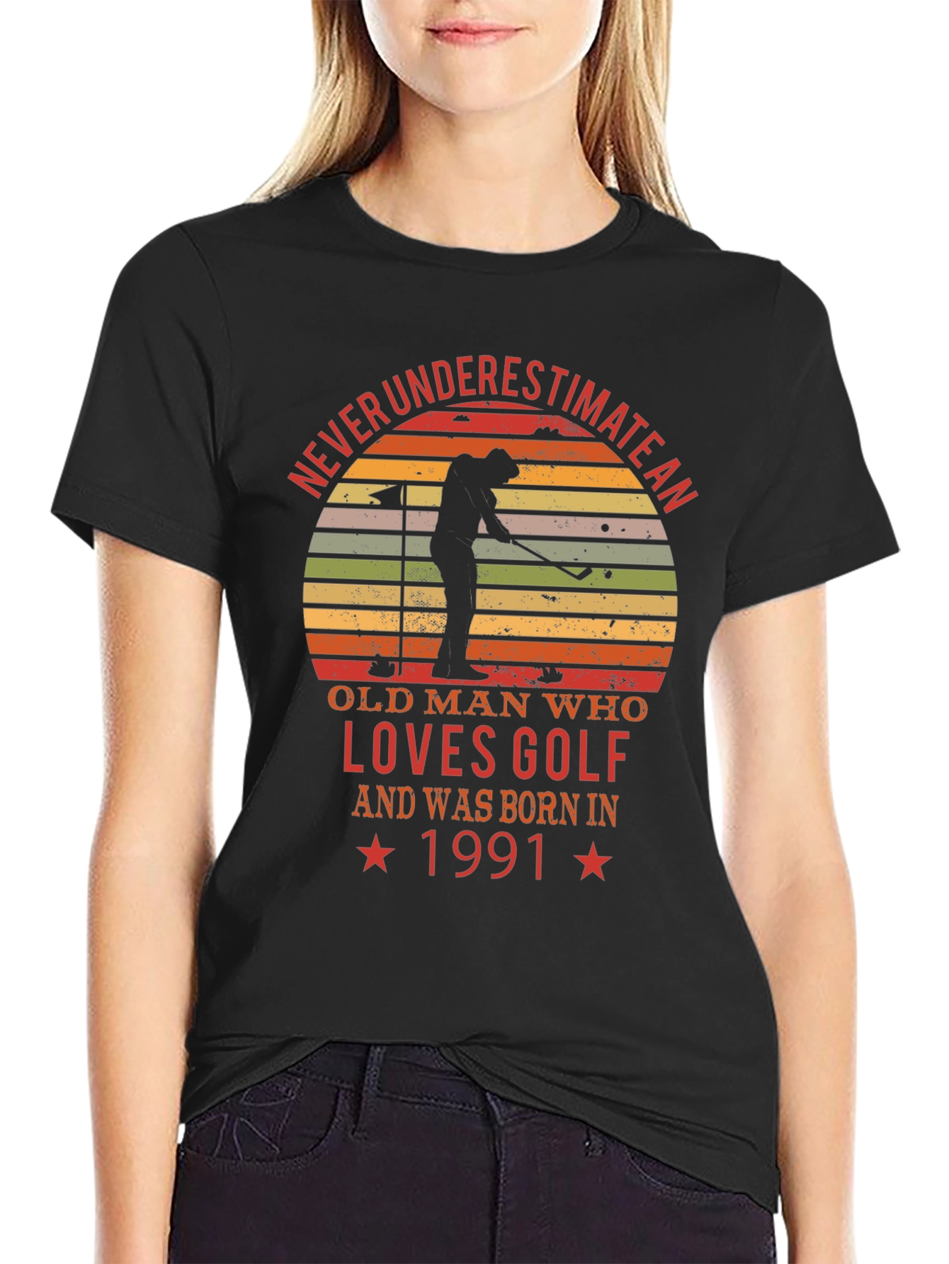 Never Underestimate an Old Man Golf T-Shirt