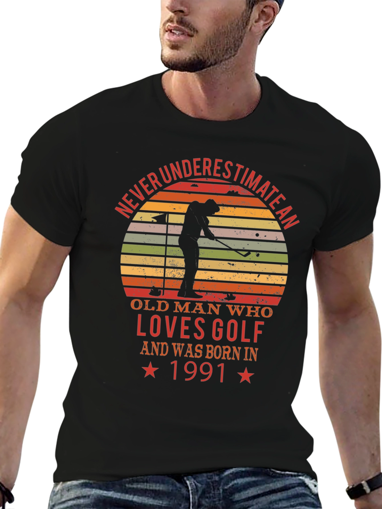 Never Underestimate an Old Man Golf T-Shirt