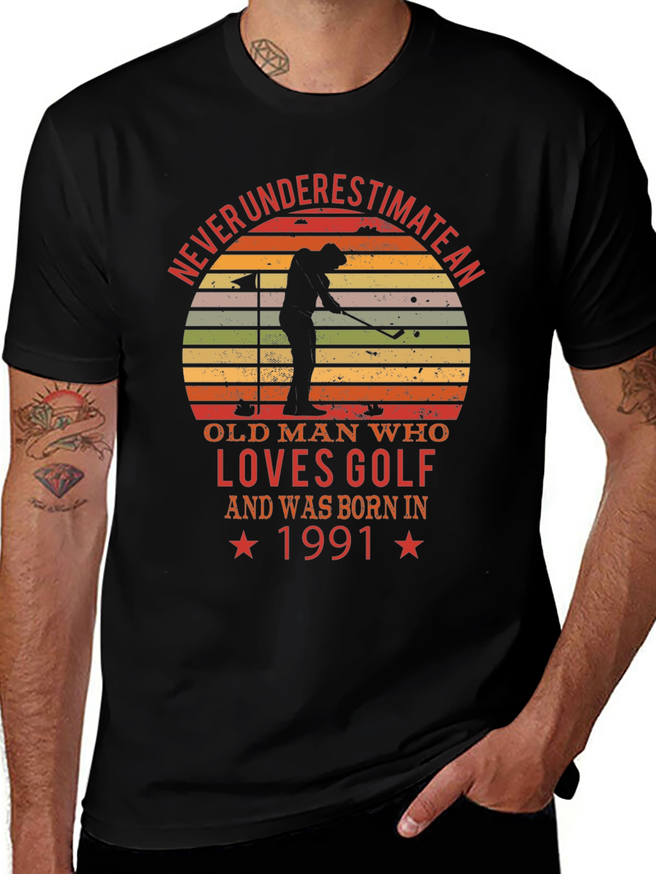 Never Underestimate an Old Man Golf T-Shirt