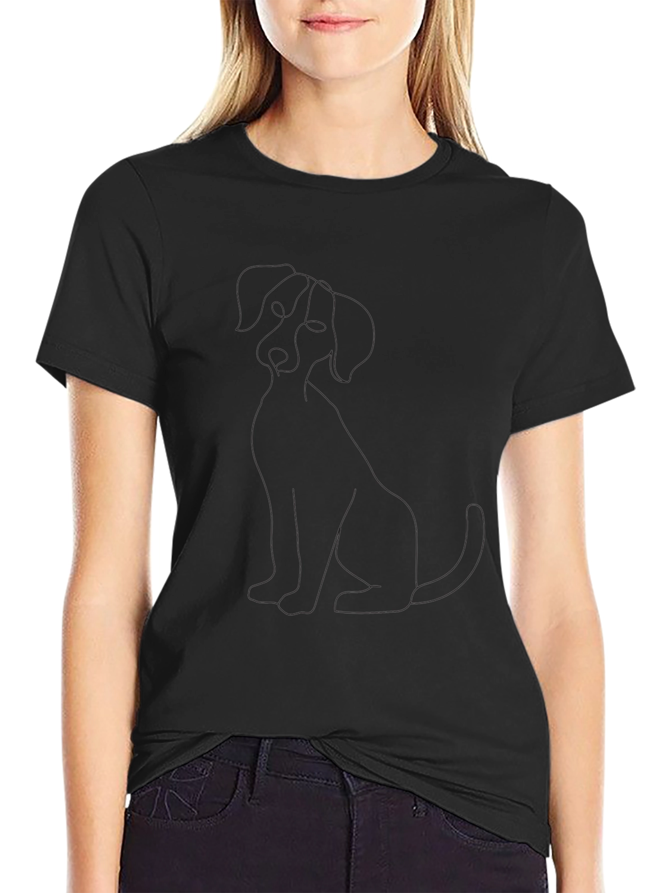 Minimalist Dog Graphic Black T-Shirt