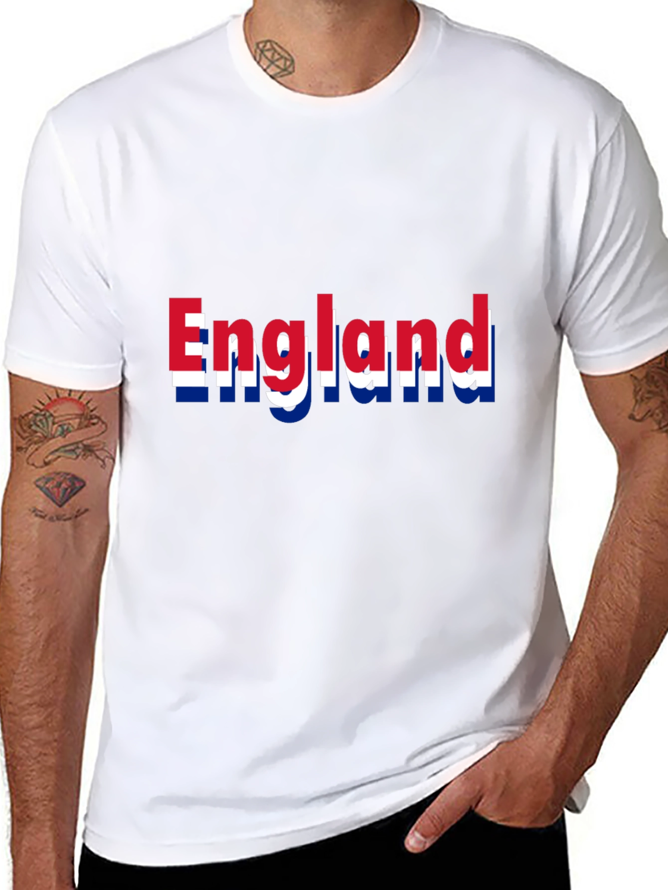 England Flag Print Black T-Shirt