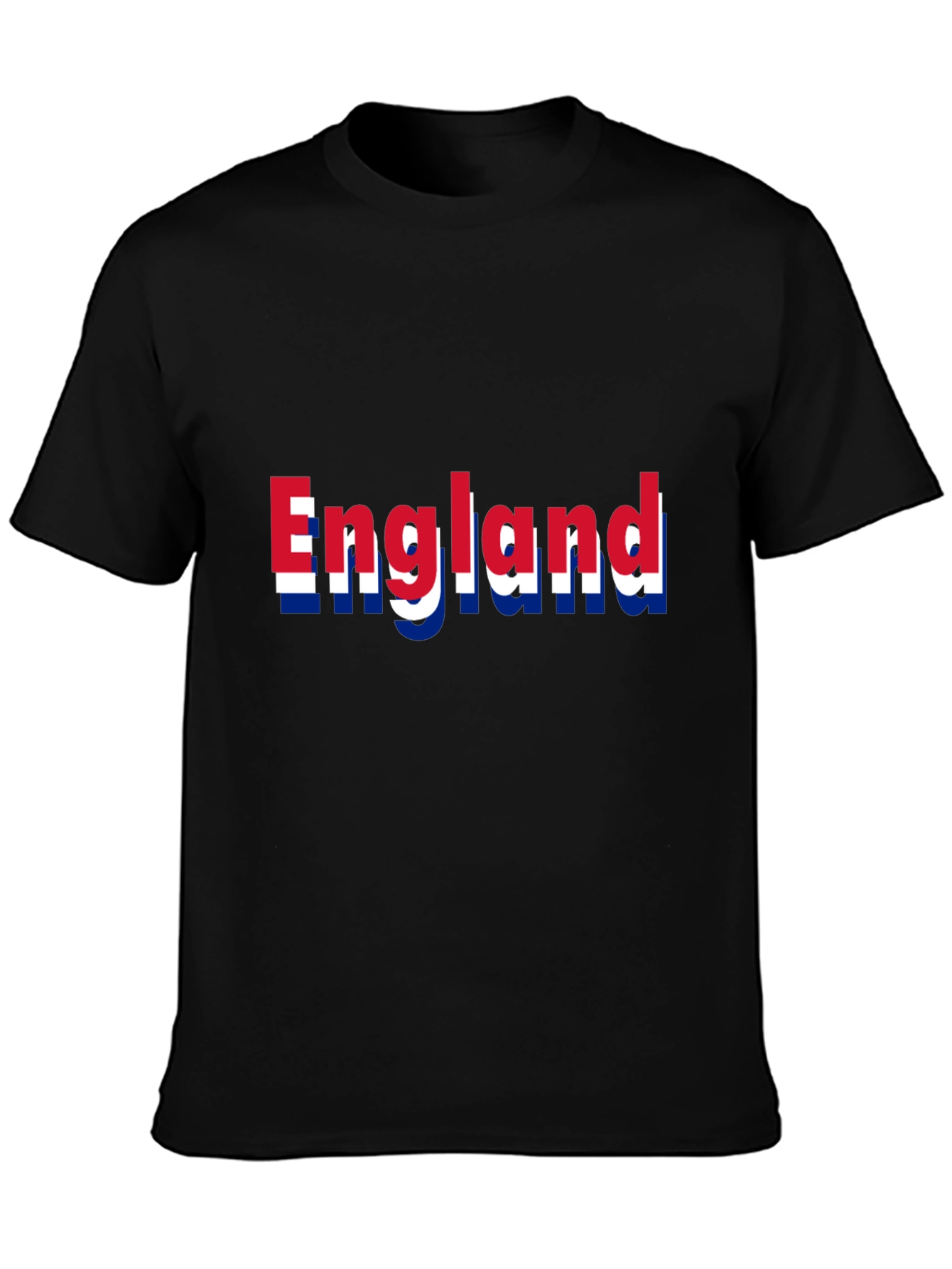 England Flag Print Black T-Shirt