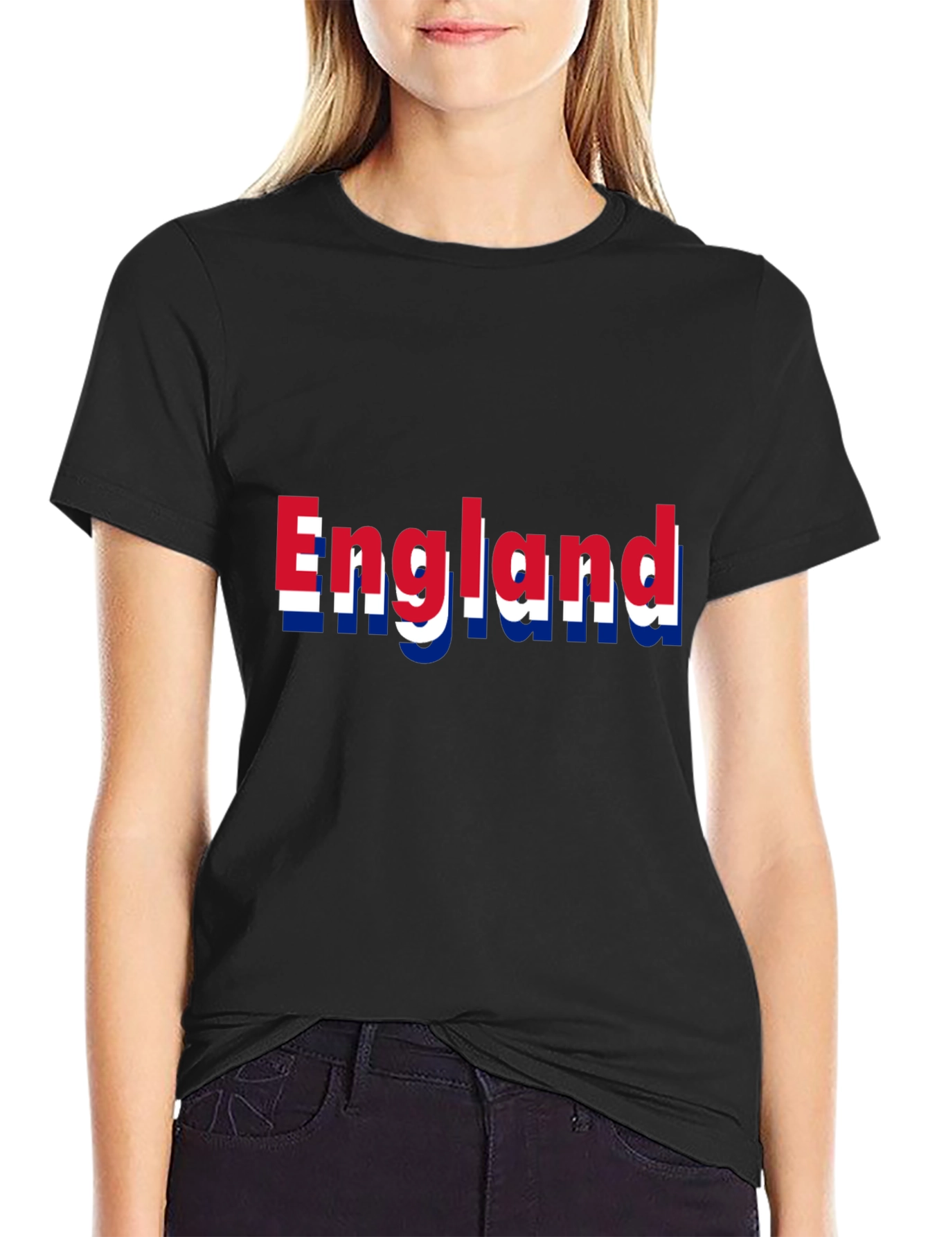 England Flag Print Black T-Shirt