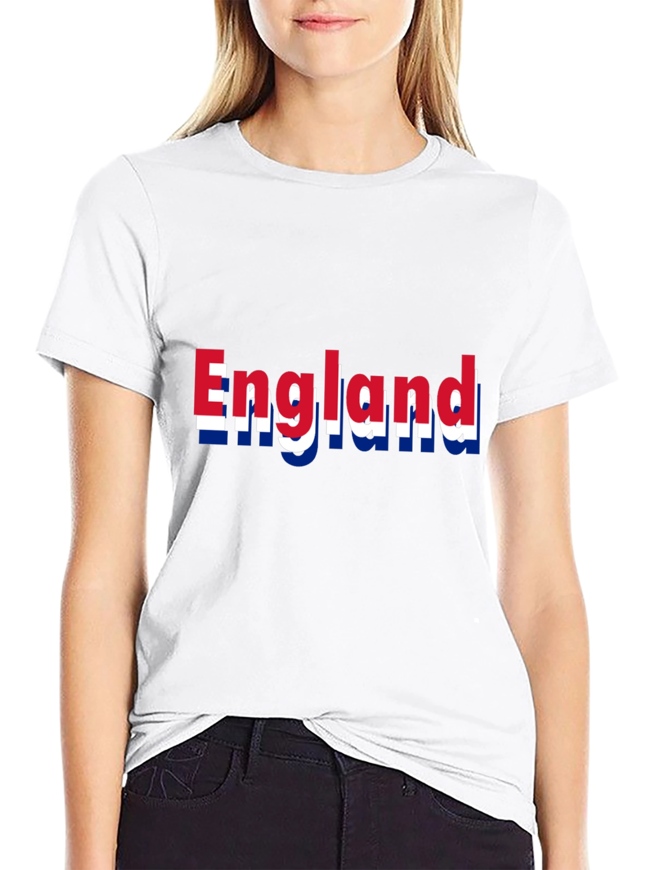 England Flag Print Black T-Shirt