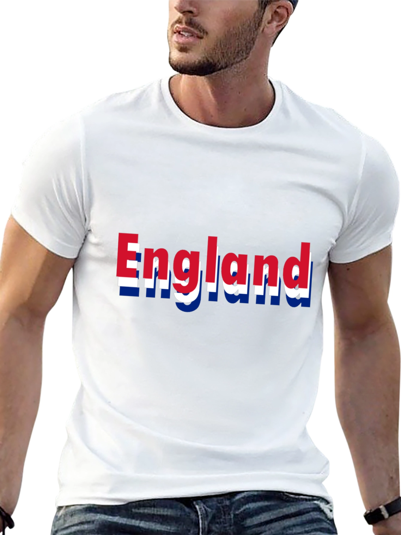 England Flag Print Black T-Shirt