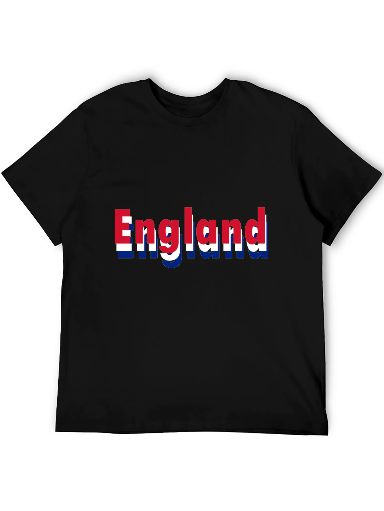 England Flag Print Black T-Shirt