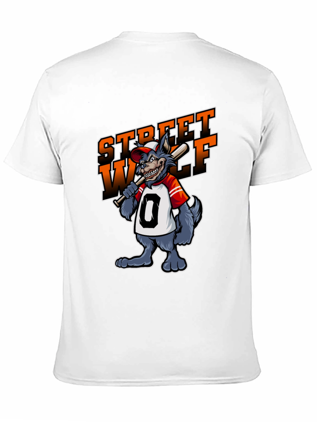 Street Wolf Graphic T-Shirt - Baseball Style