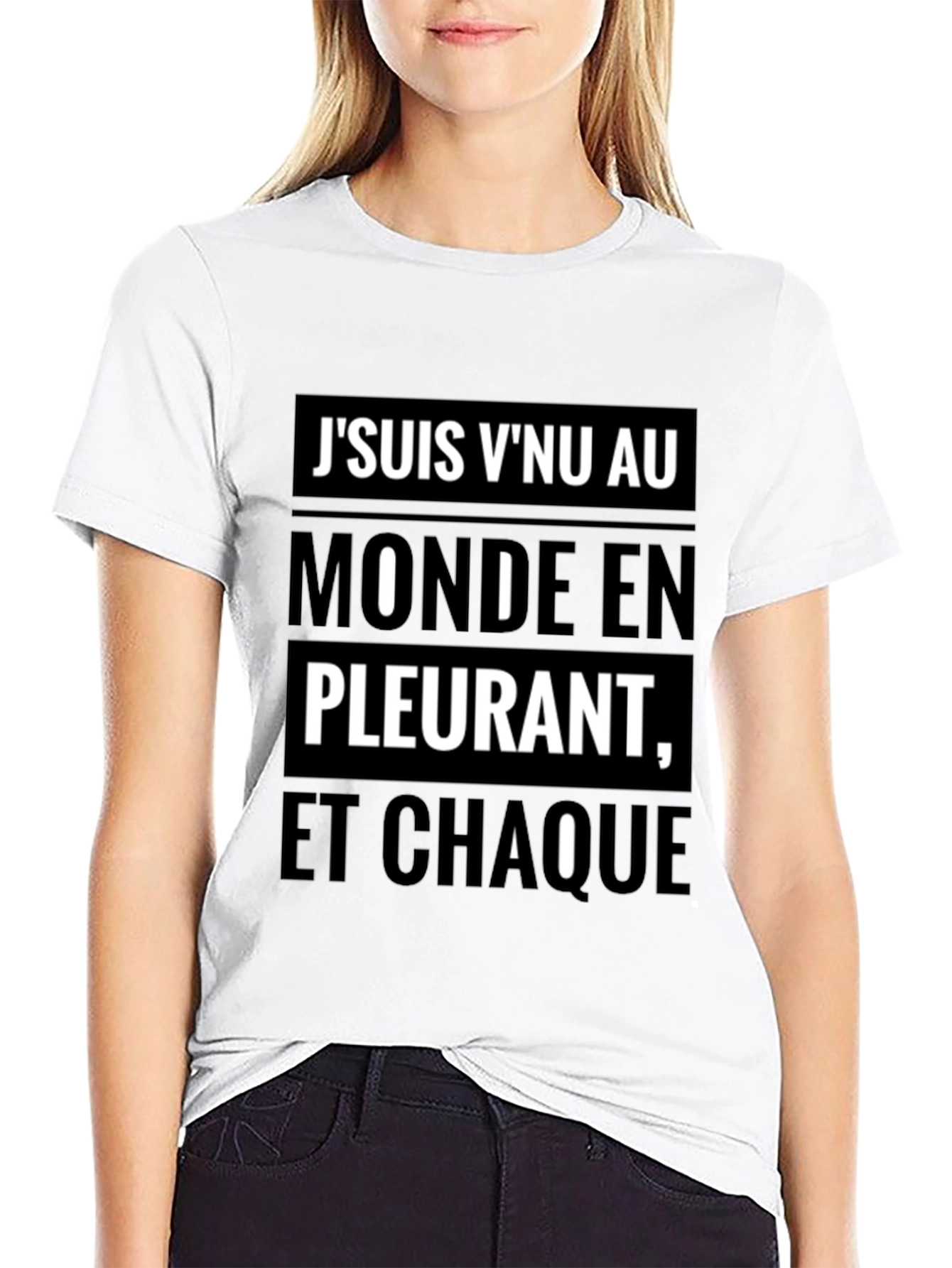French Slogan T-Shirt - Jsuis Vnu Au Monde
