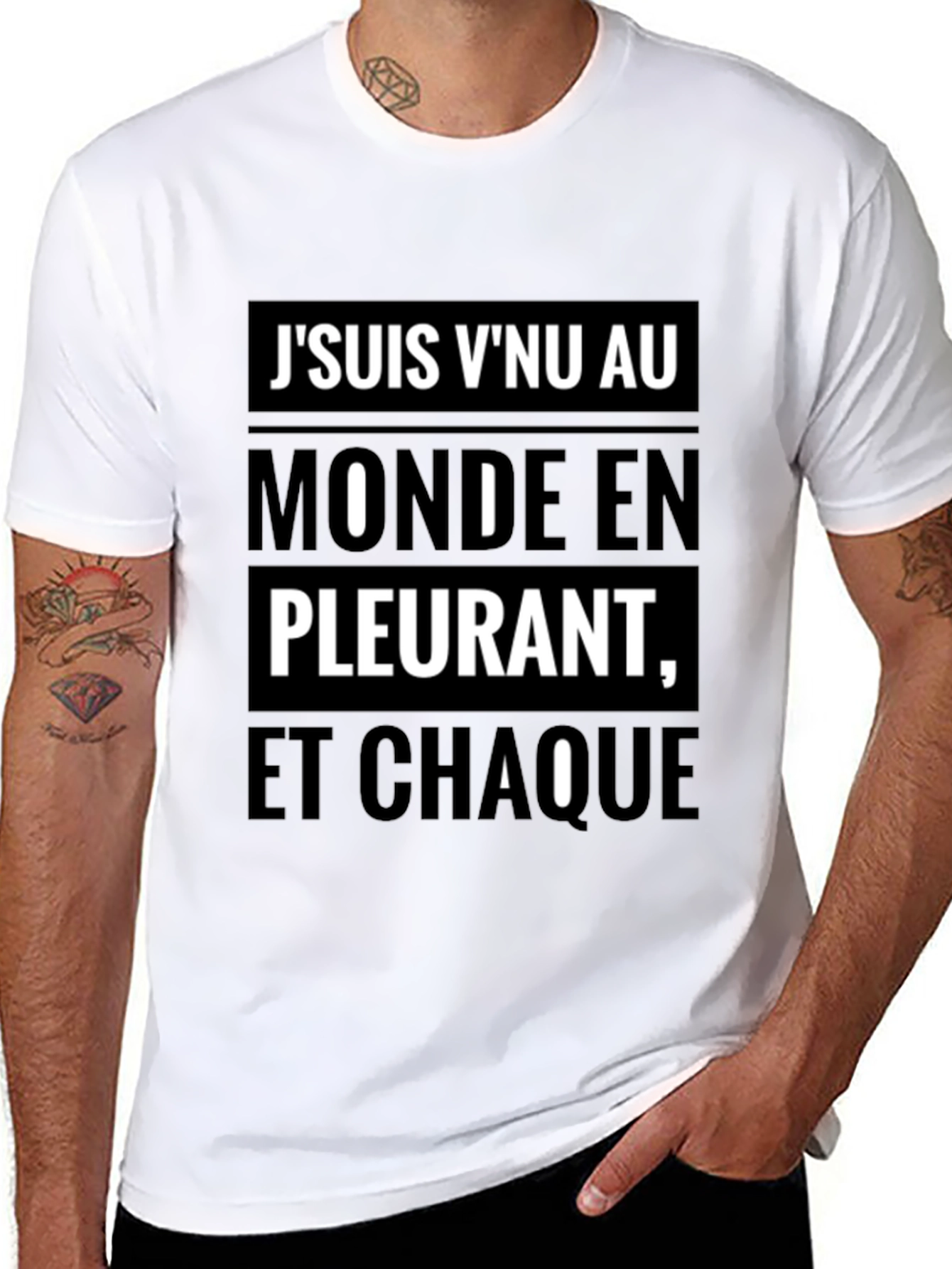 French Slogan T-Shirt - Jsuis Vnu Au Monde
