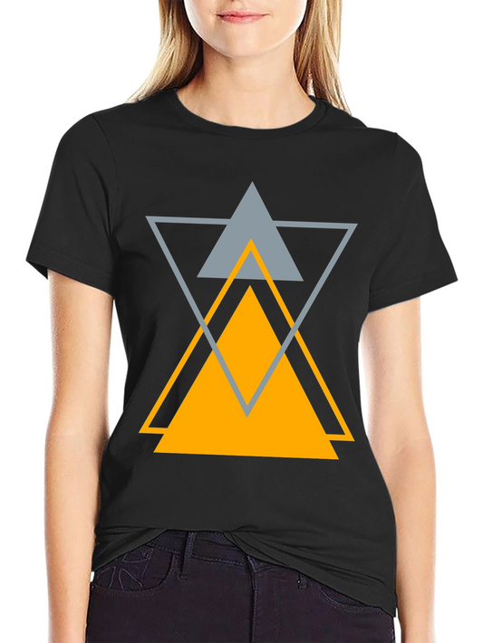 Abstract Geometric Triangle Graphic Tee - Black