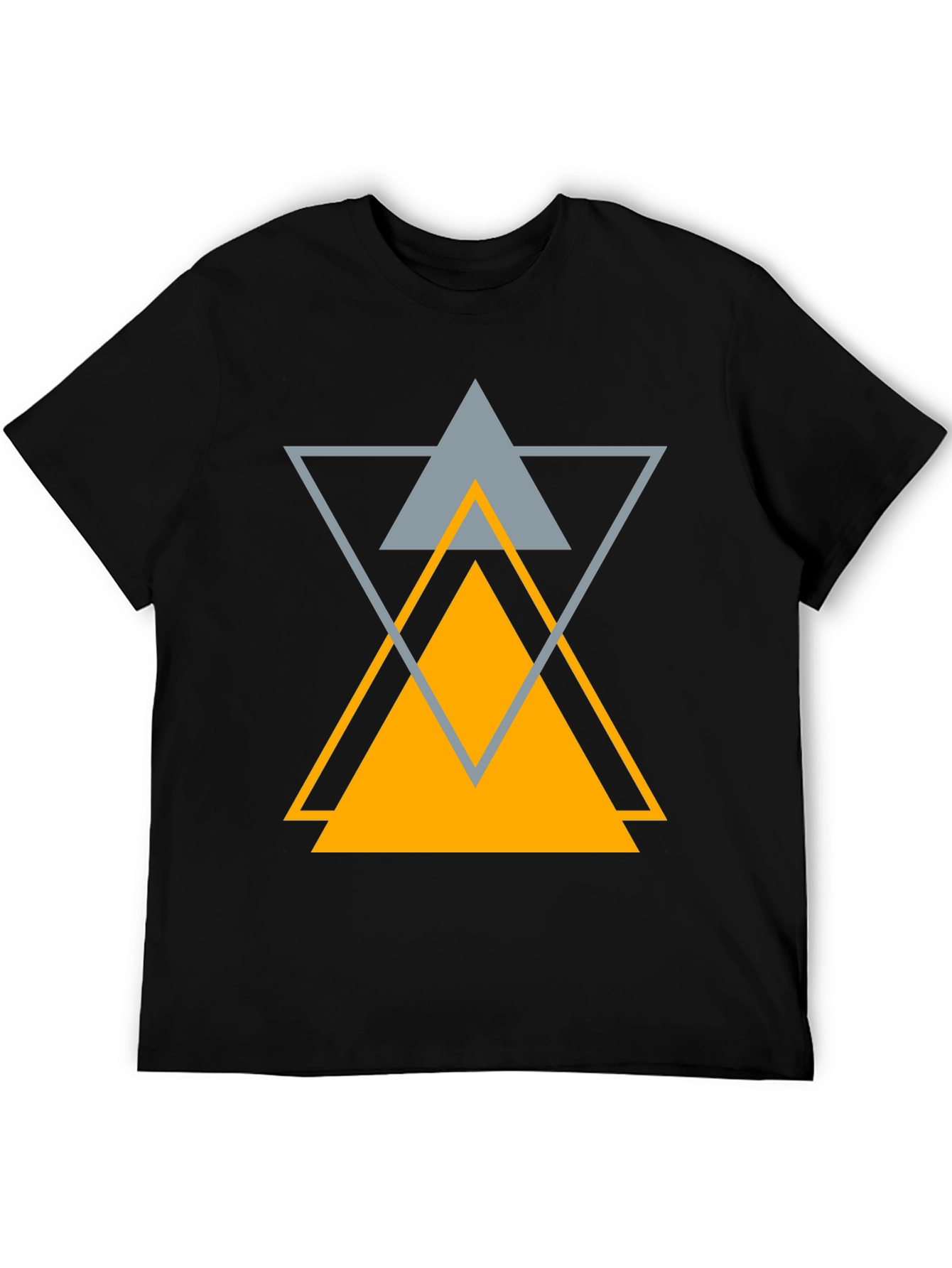 Abstract Geometric Triangle Graphic Tee - Black
