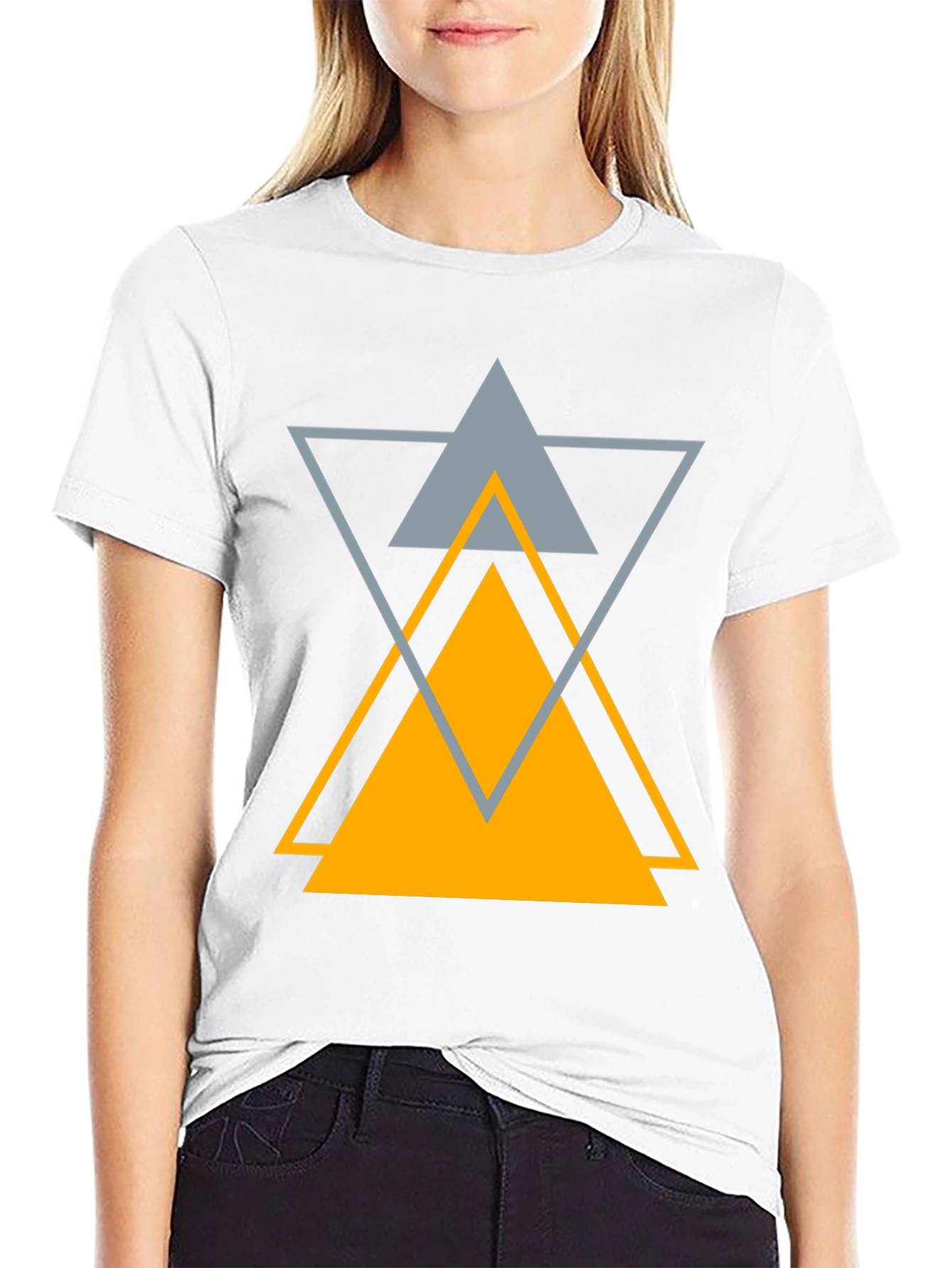 Abstract Geometric Triangle Graphic Tee - Black