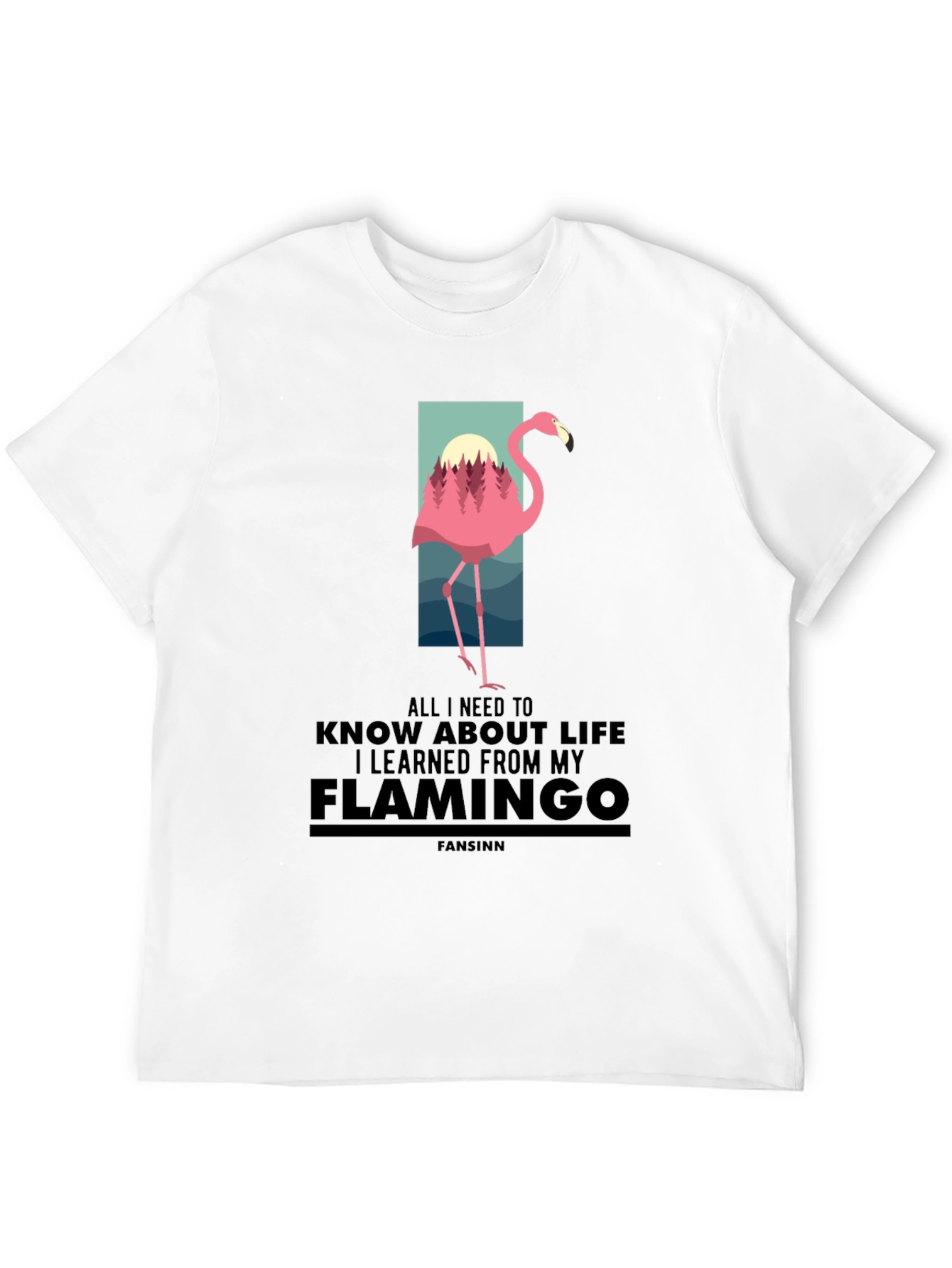 Flamingo Graphic Print Black T-Shirt