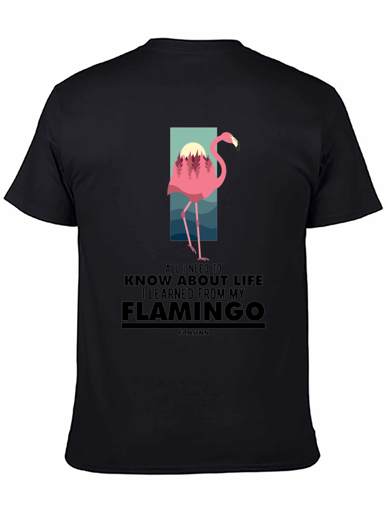 Flamingo Graphic Print Black T-Shirt