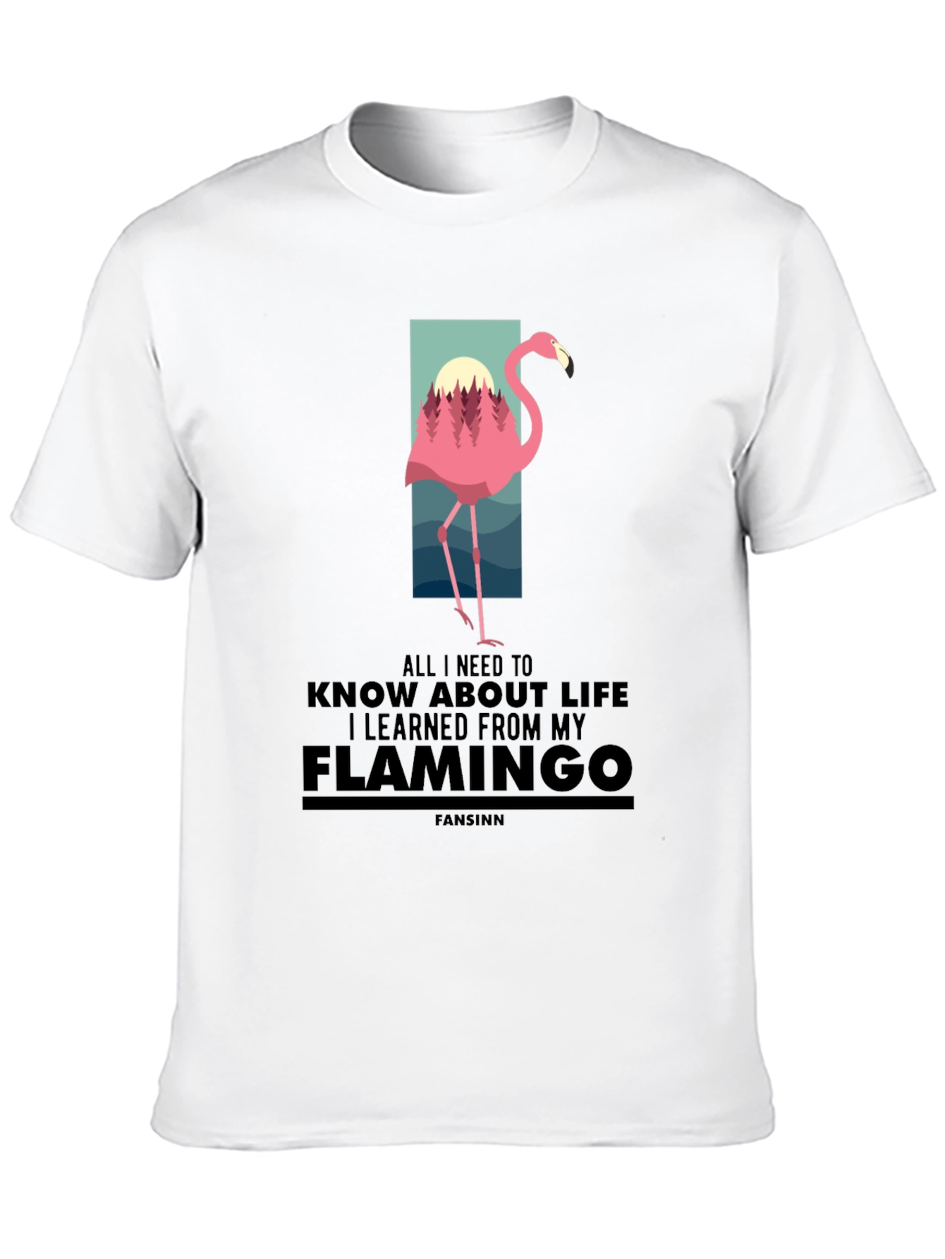 Flamingo Graphic Print Black T-Shirt