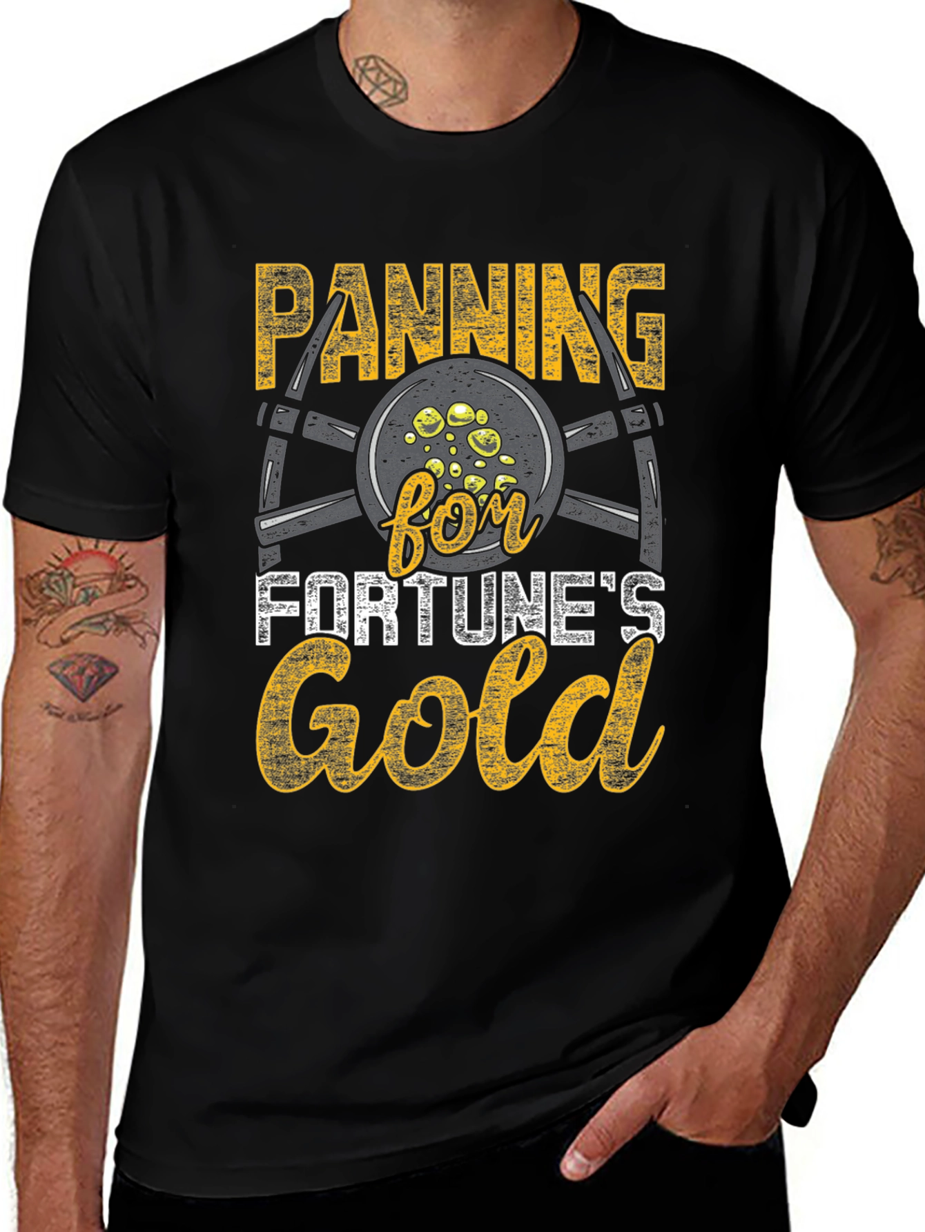 Panning for Fortunes Gold T-Shirt - Black