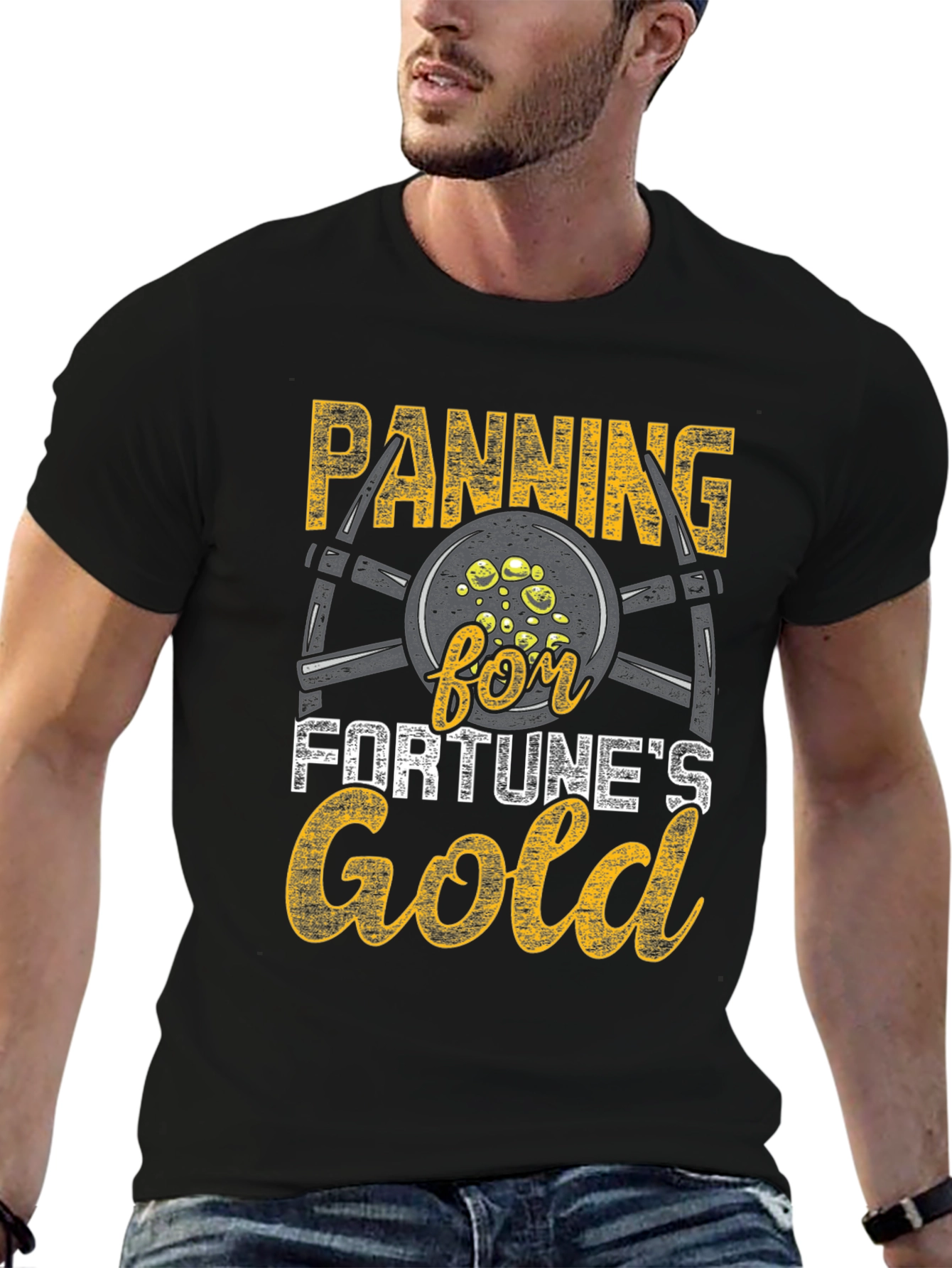 Panning for Fortunes Gold T-Shirt - Black
