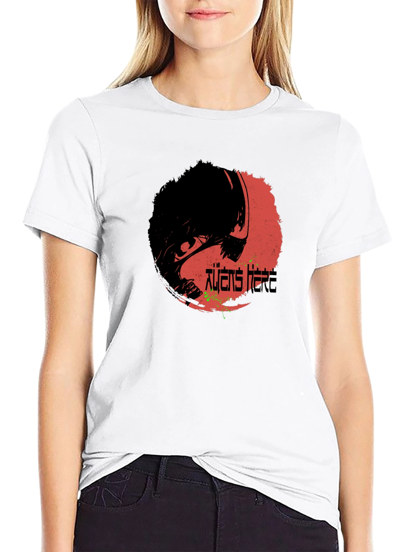 Aliens Here Graphic T-Shirt - Black Cotton Tee
