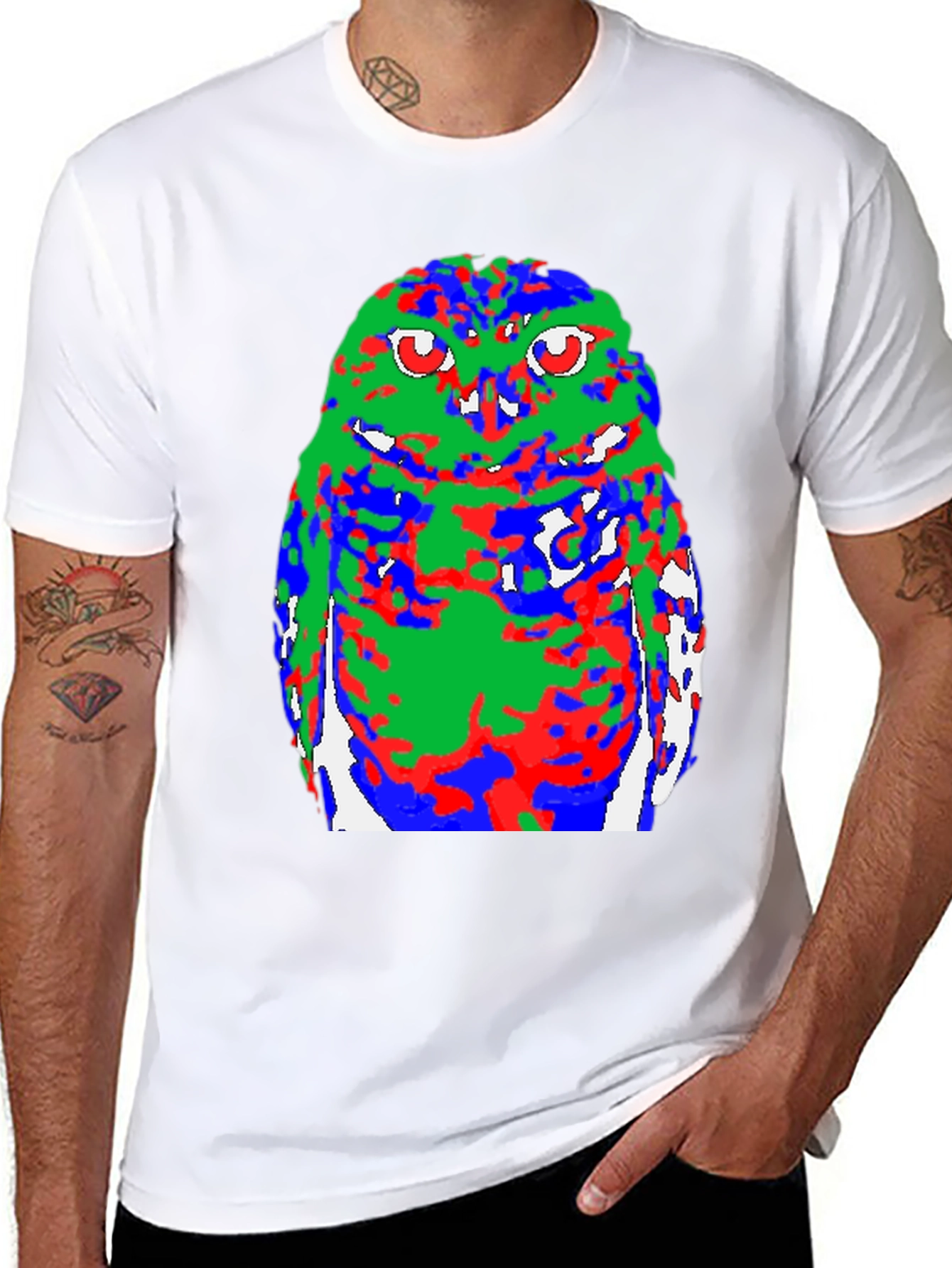 Abstract Owl Graphic Black T-Shirt