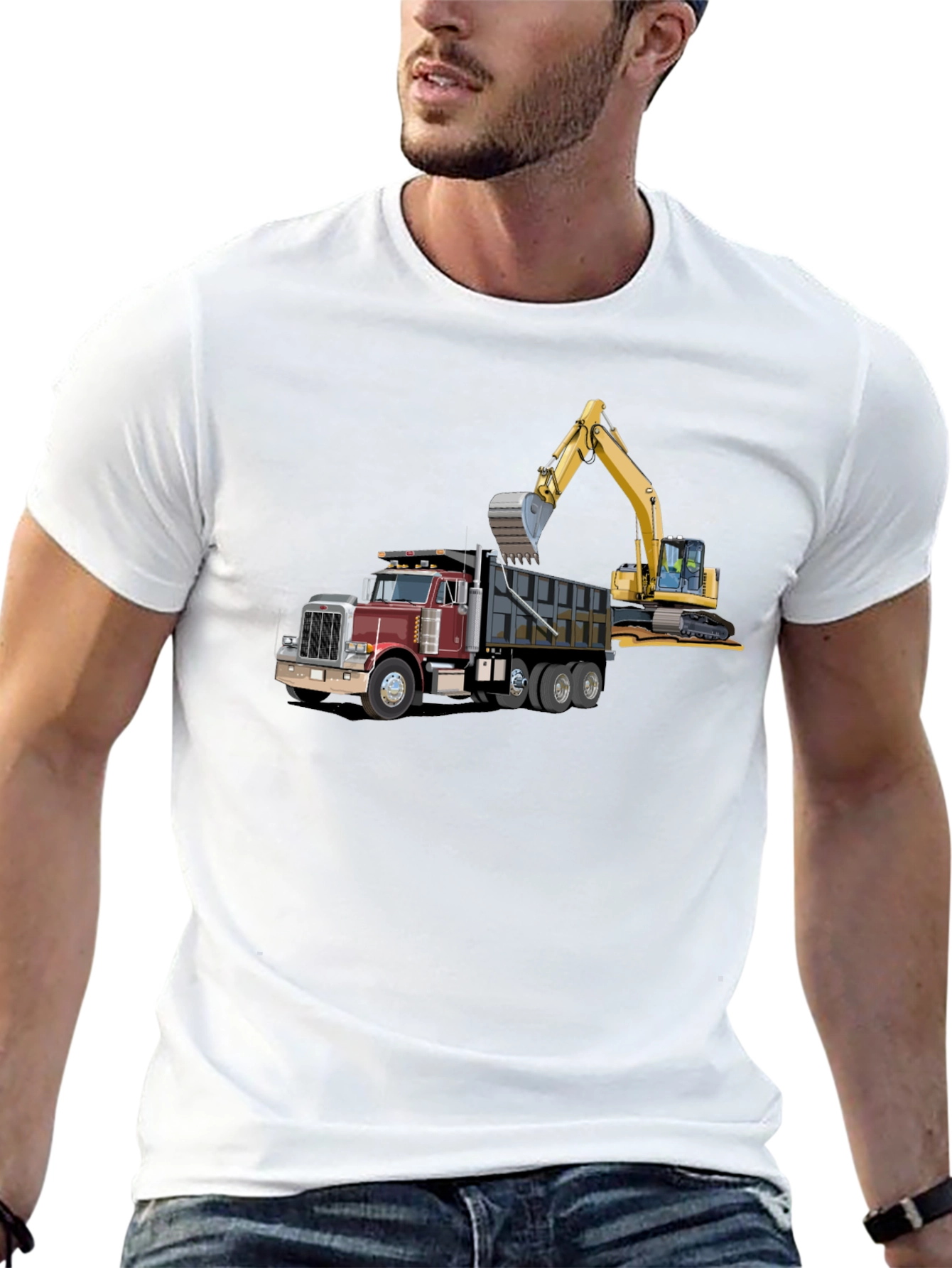 Truck & Excavator Graphic T-Shirt