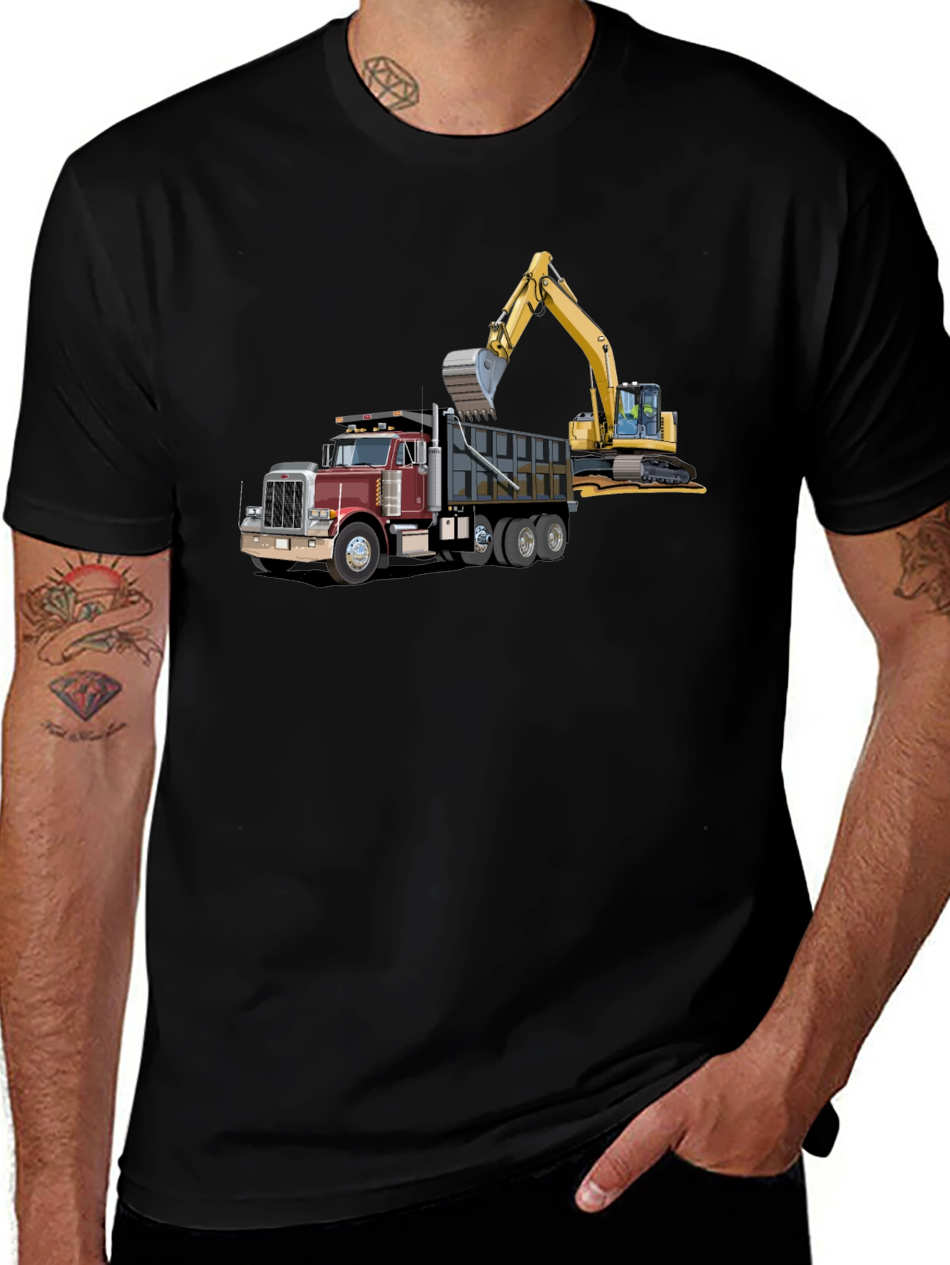 Truck & Excavator Graphic T-Shirt
