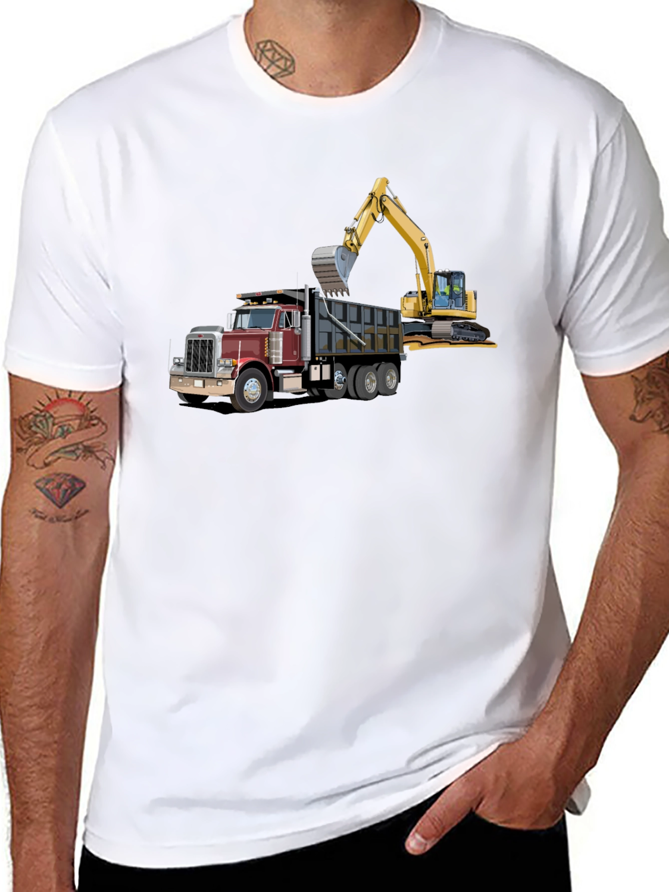 Truck & Excavator Graphic T-Shirt