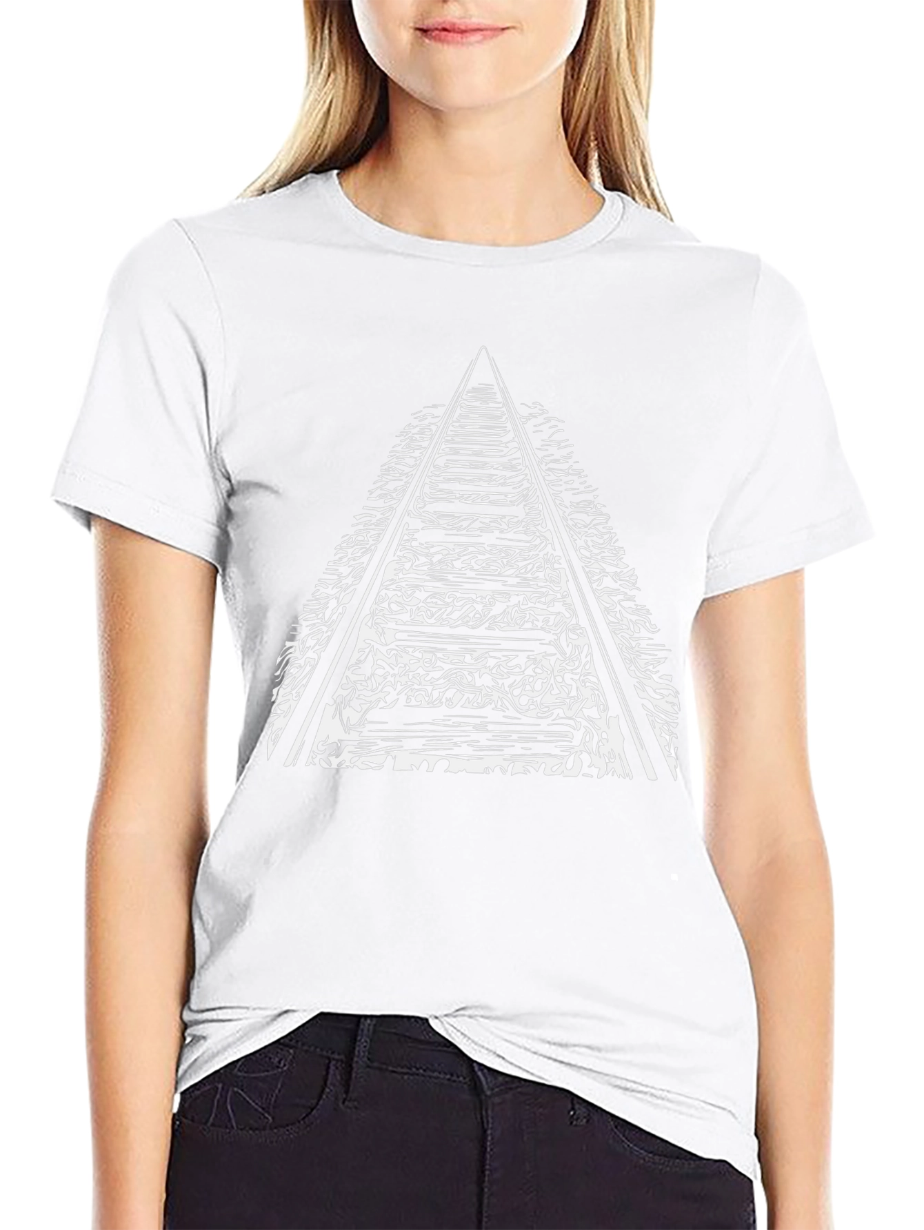 Railroad Track Graphic T-Shirt - Black Cotton Tee