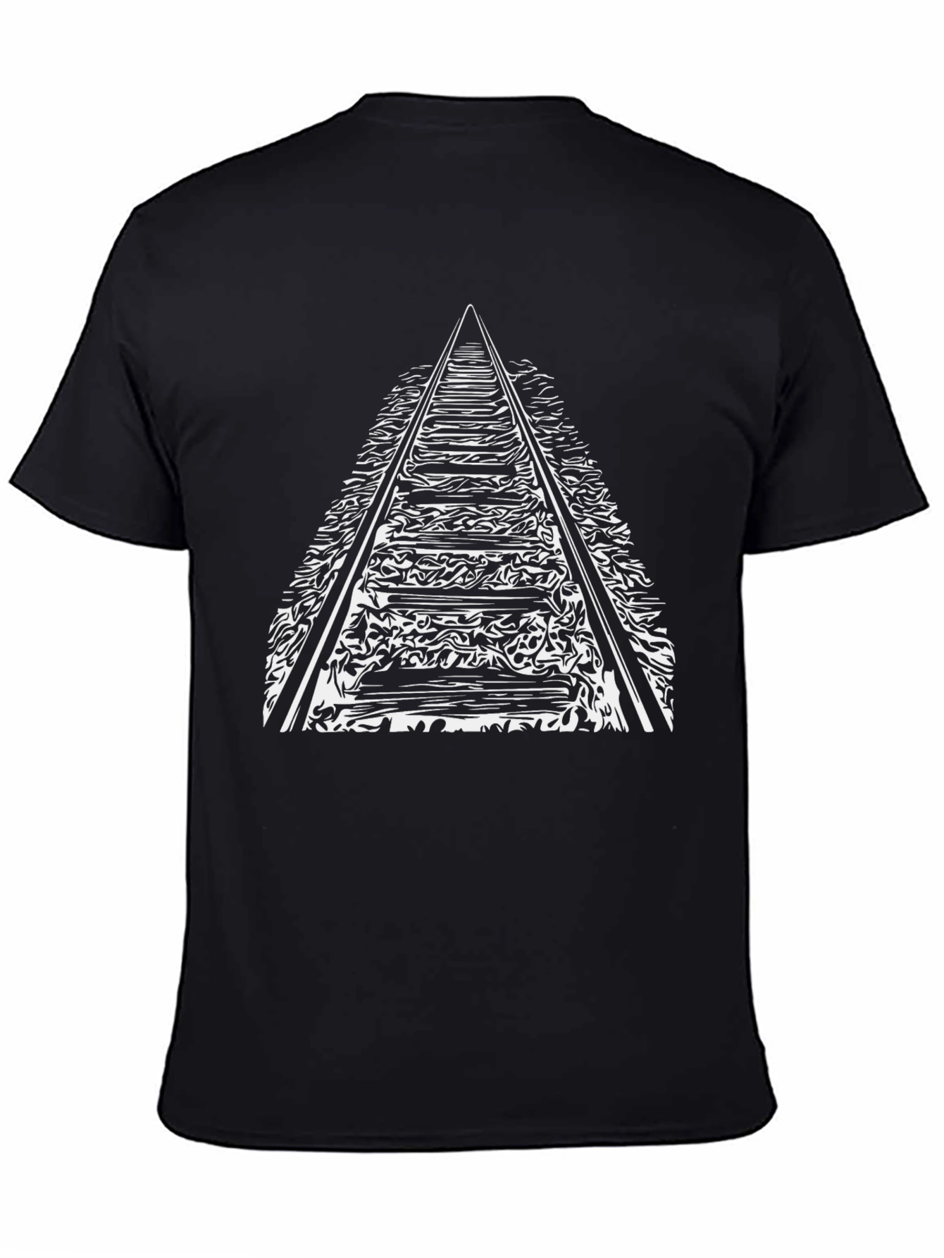 Railroad Track Graphic T-Shirt - Black Cotton Tee