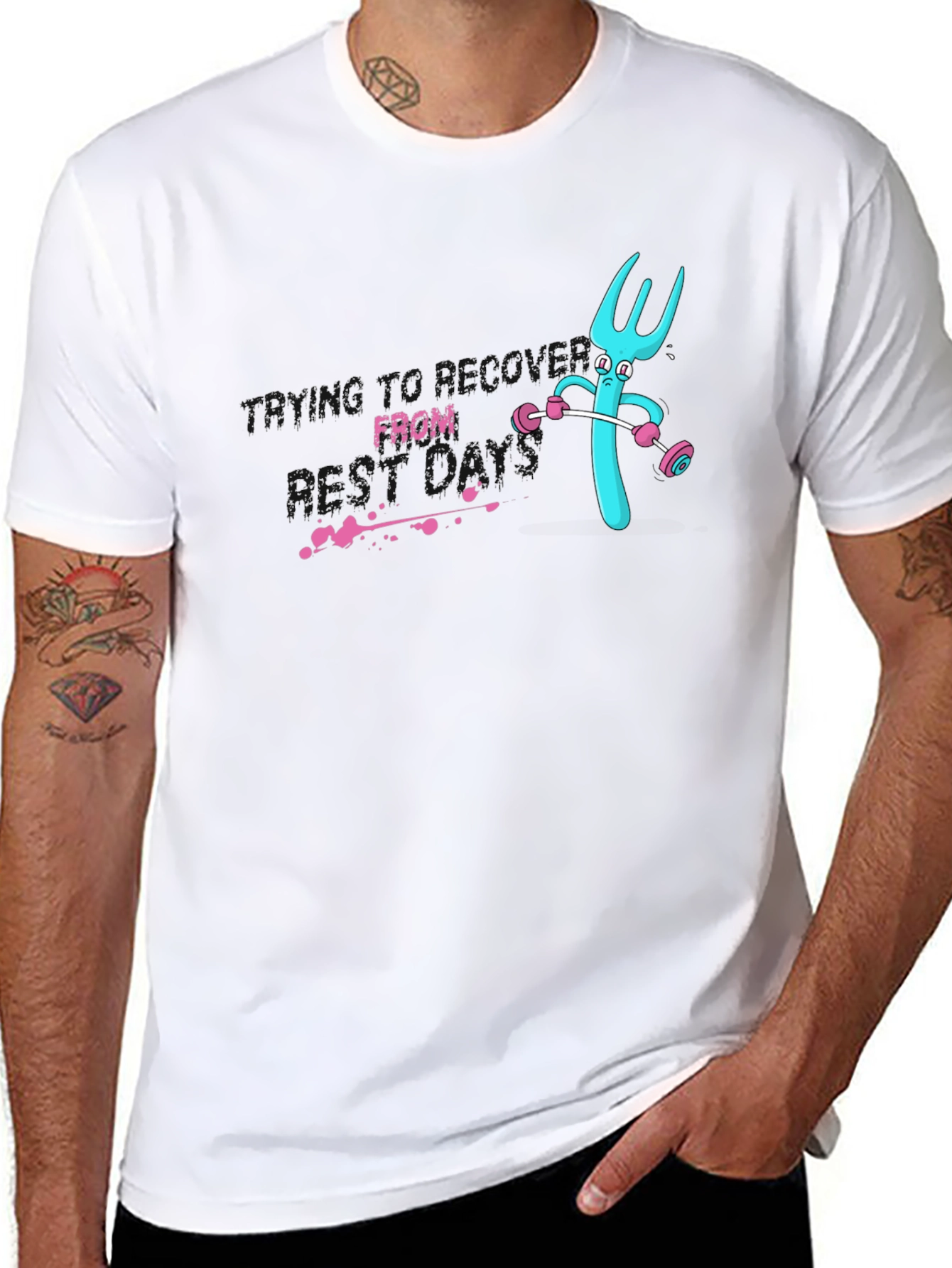Funny Fork Lifting Weights Graphic Tee