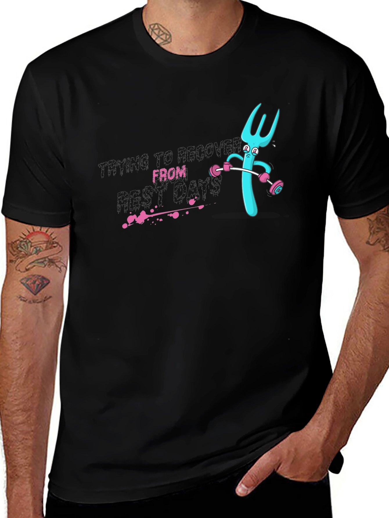 Funny Fork Lifting Weights Graphic Tee