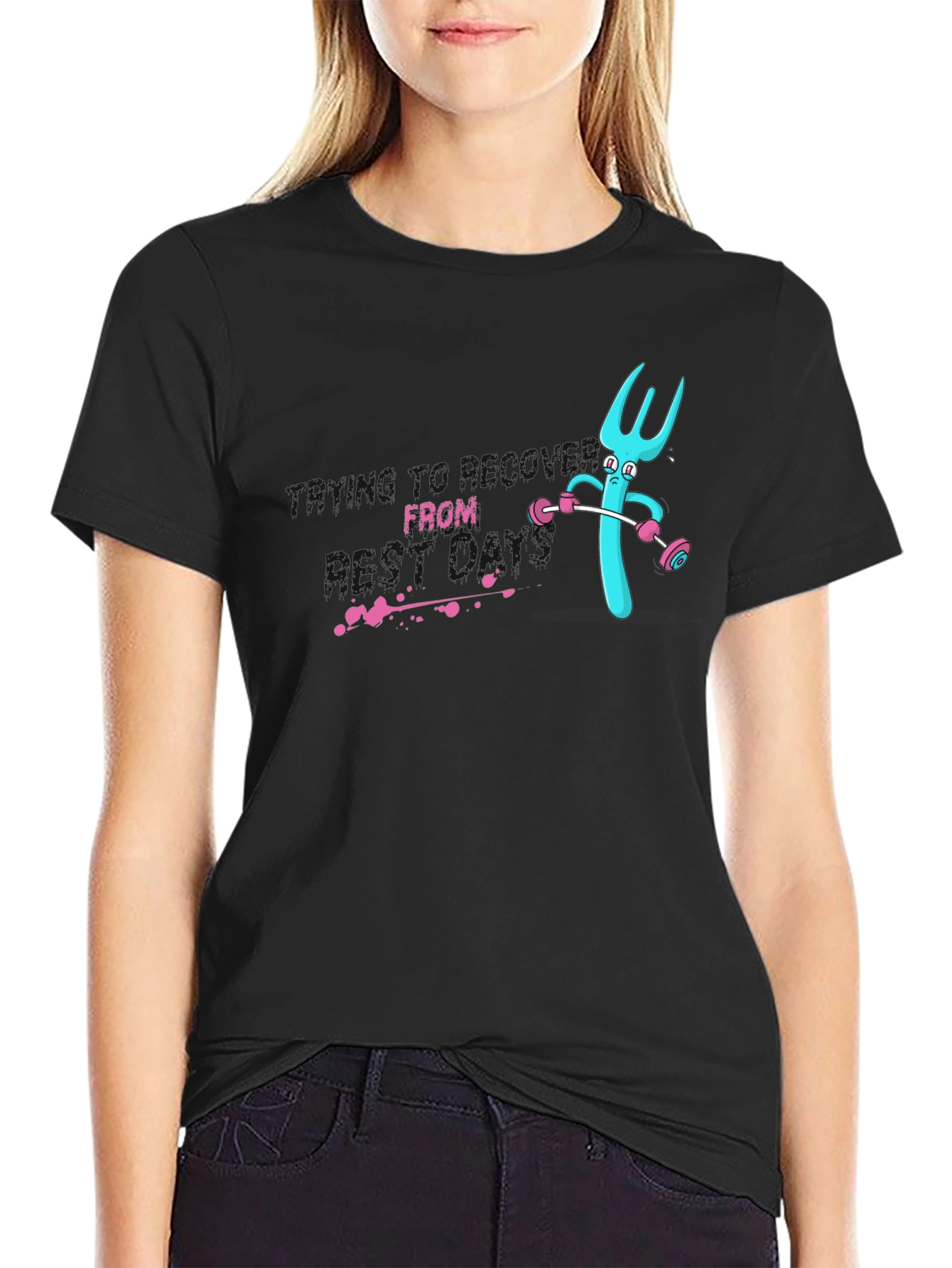 Funny Fork Lifting Weights Graphic Tee