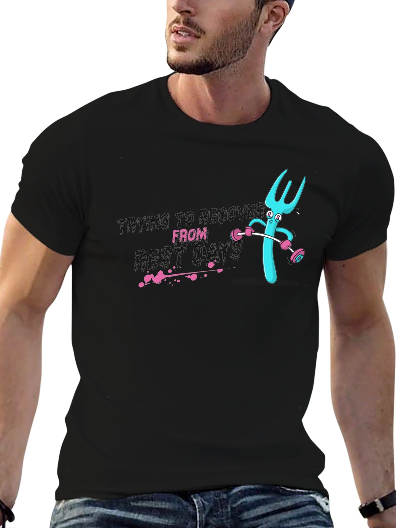 Funny Fork Lifting Weights Graphic Tee