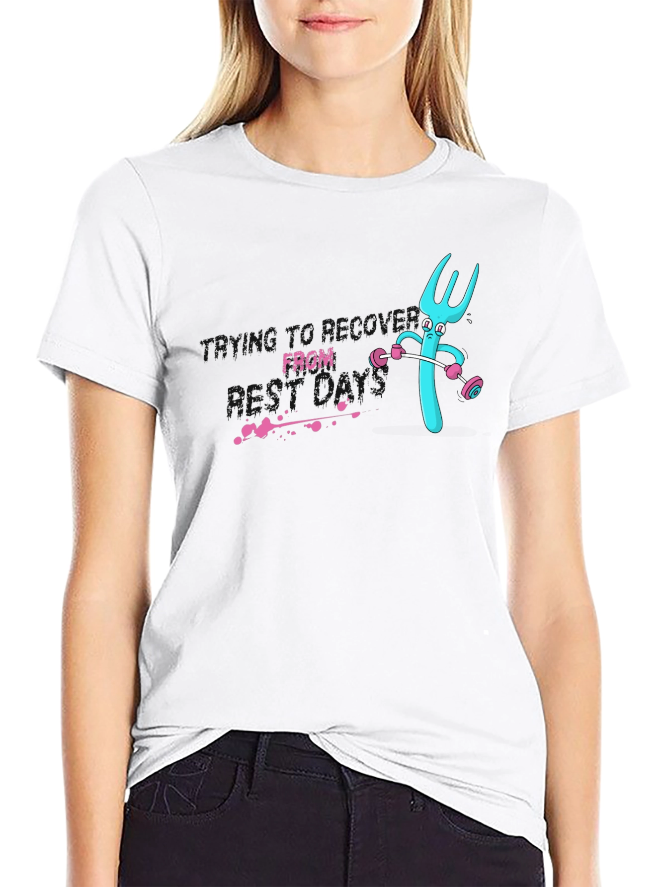 Funny Fork Lifting Weights Graphic Tee