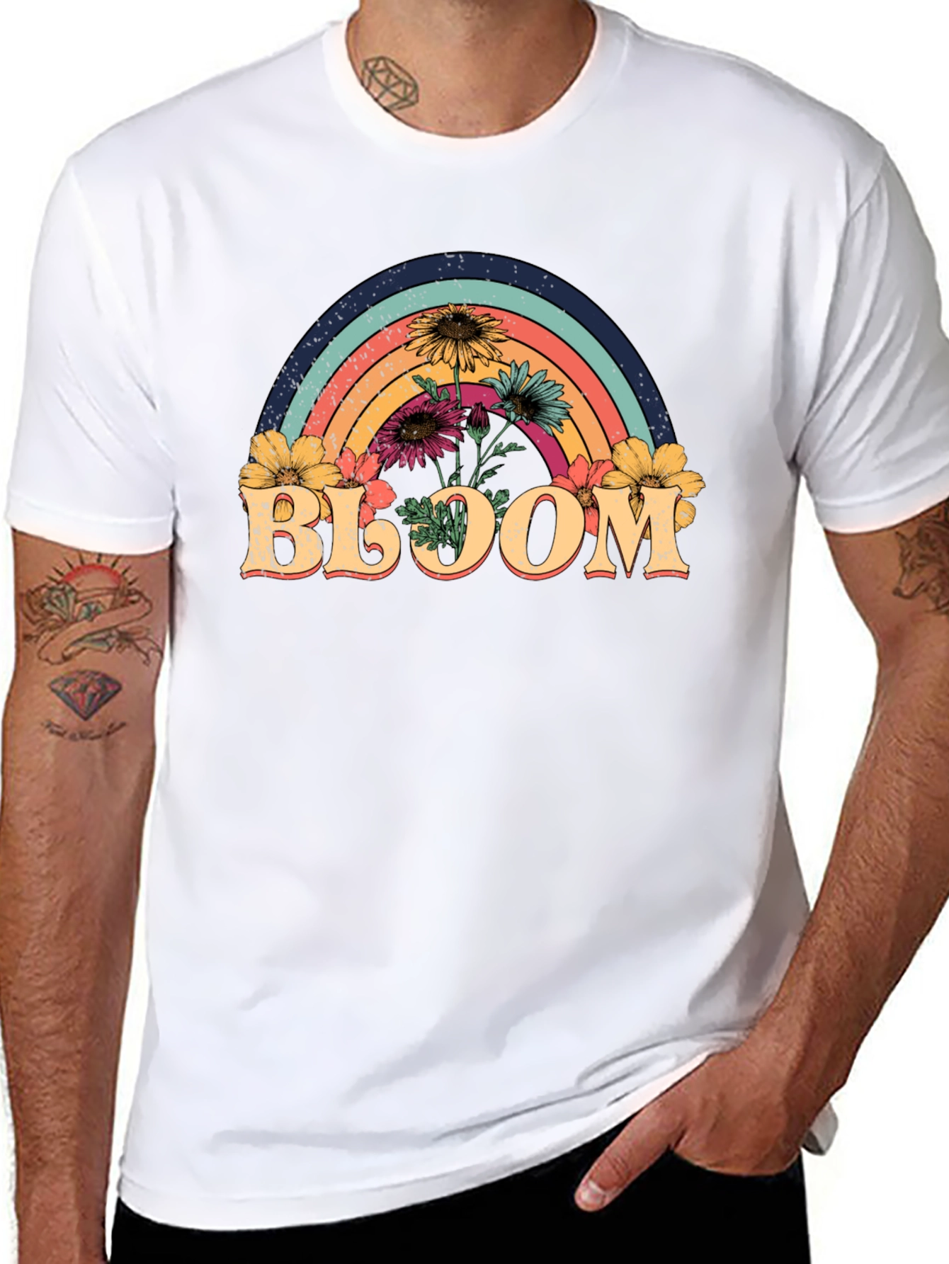 Bloom Rainbow Graphic Tee - Black