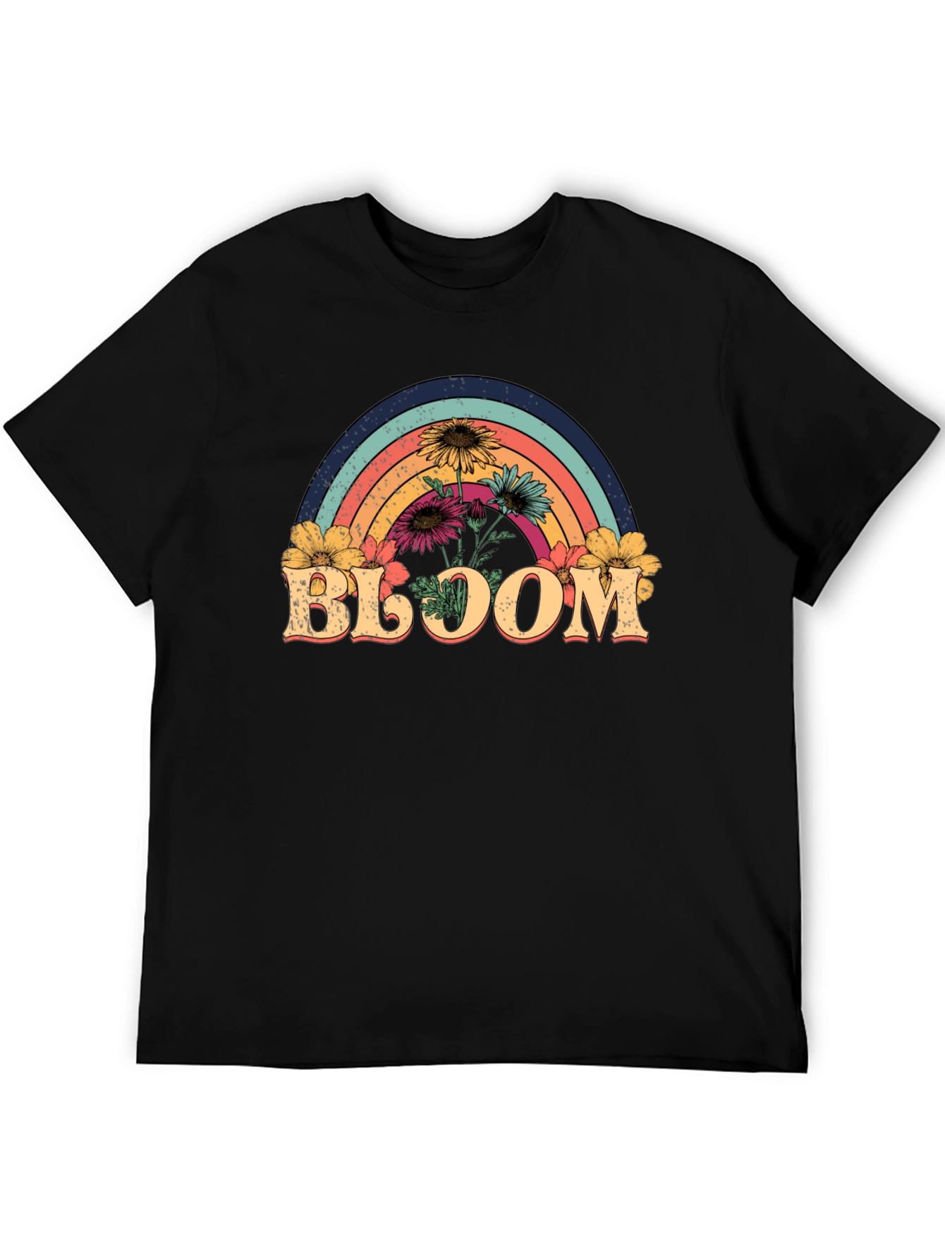 Bloom Rainbow Graphic Tee - Black