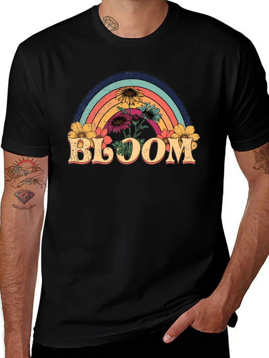 Bloom Rainbow Graphic Tee - Black