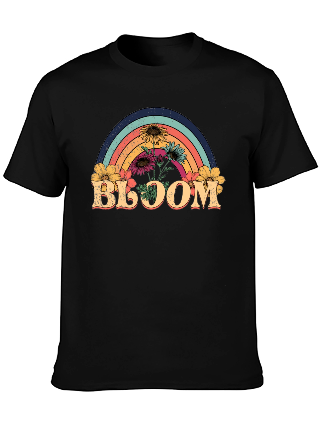 Bloom Rainbow Graphic Tee - Black