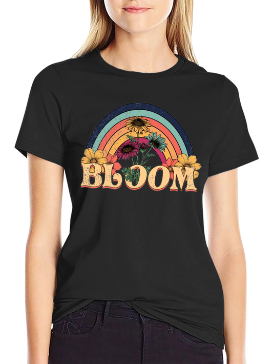 Bloom Rainbow Graphic Tee - Black