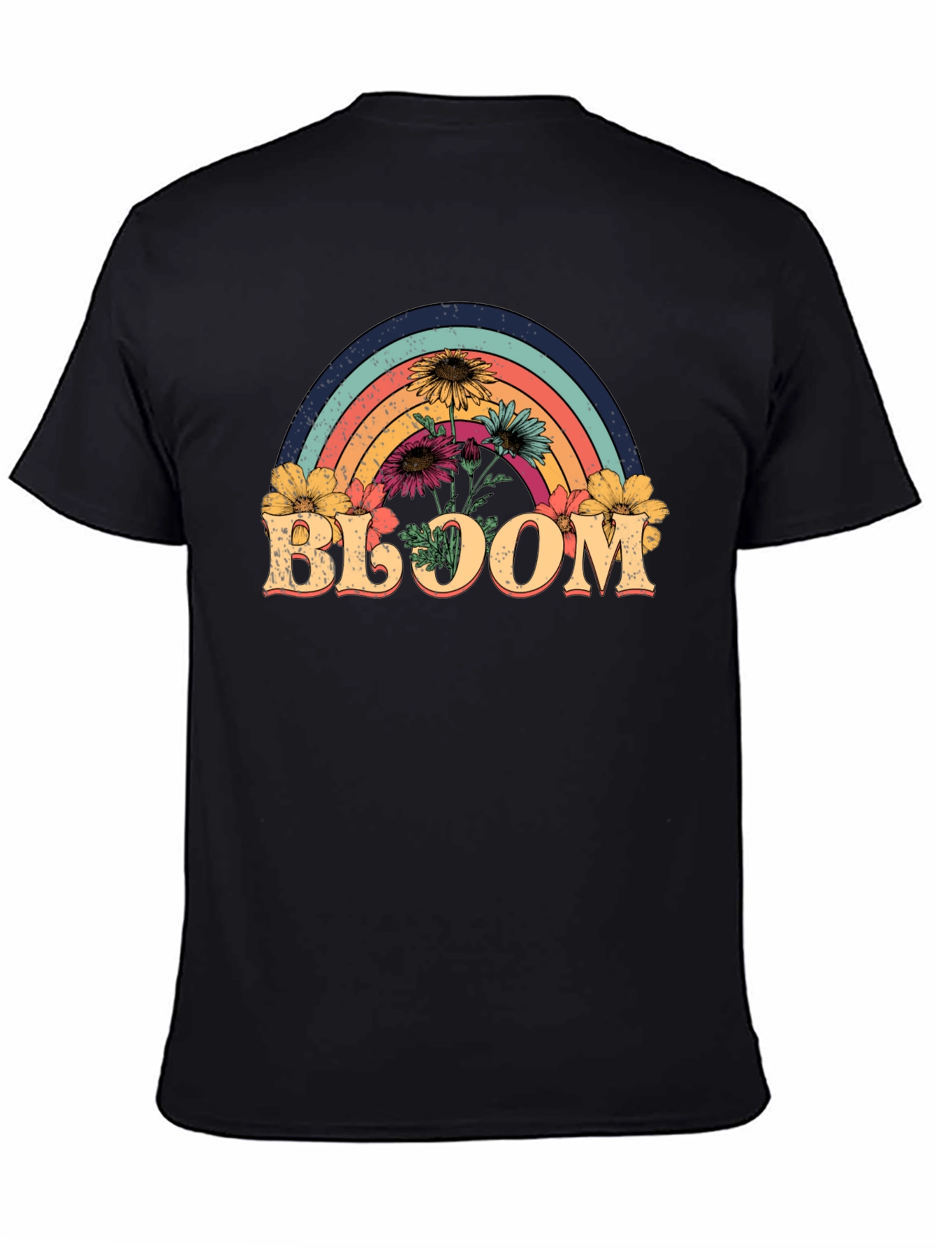 Bloom Rainbow Graphic Tee - Black