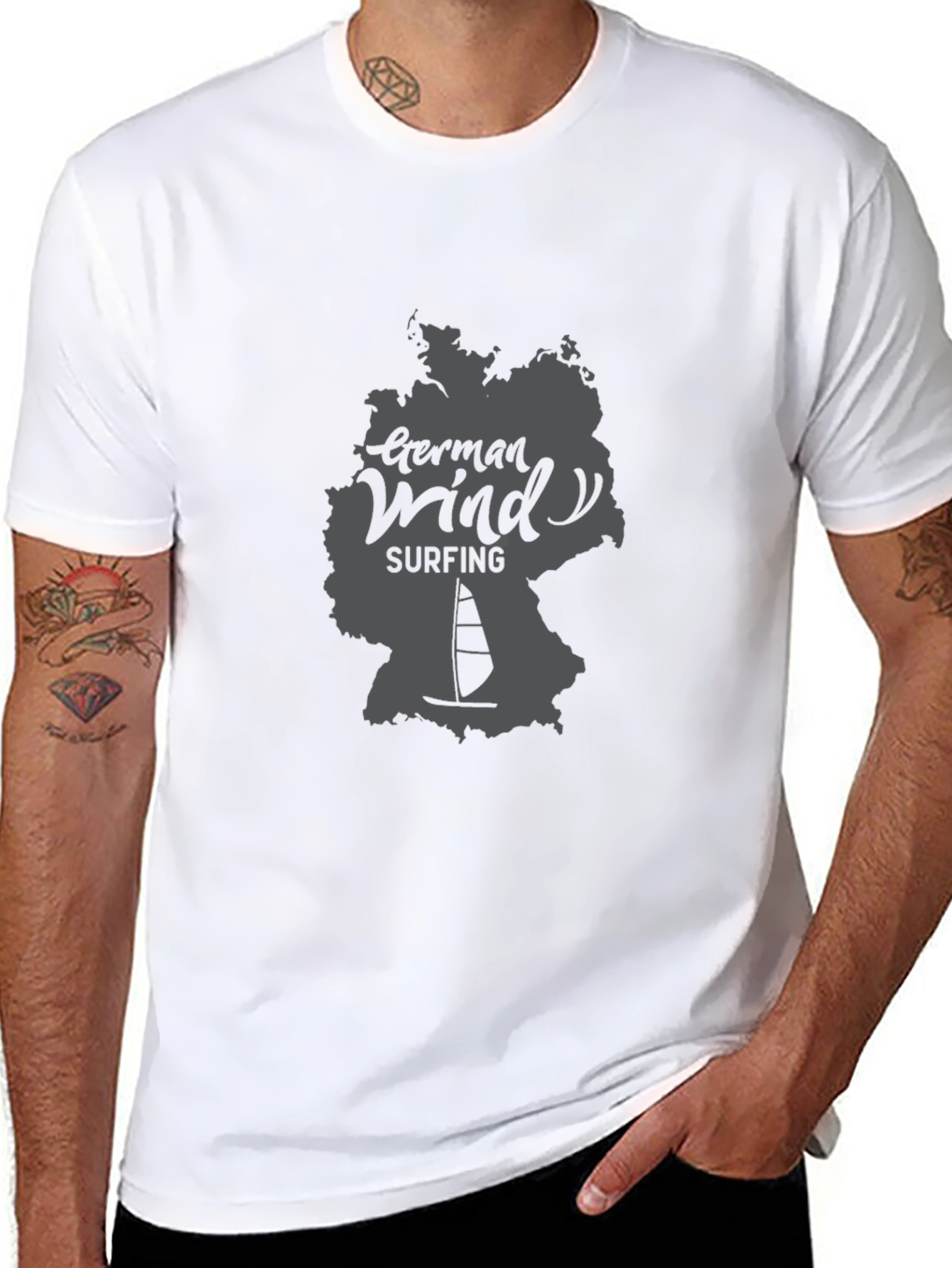 German Wind Surfing Black T-Shirt