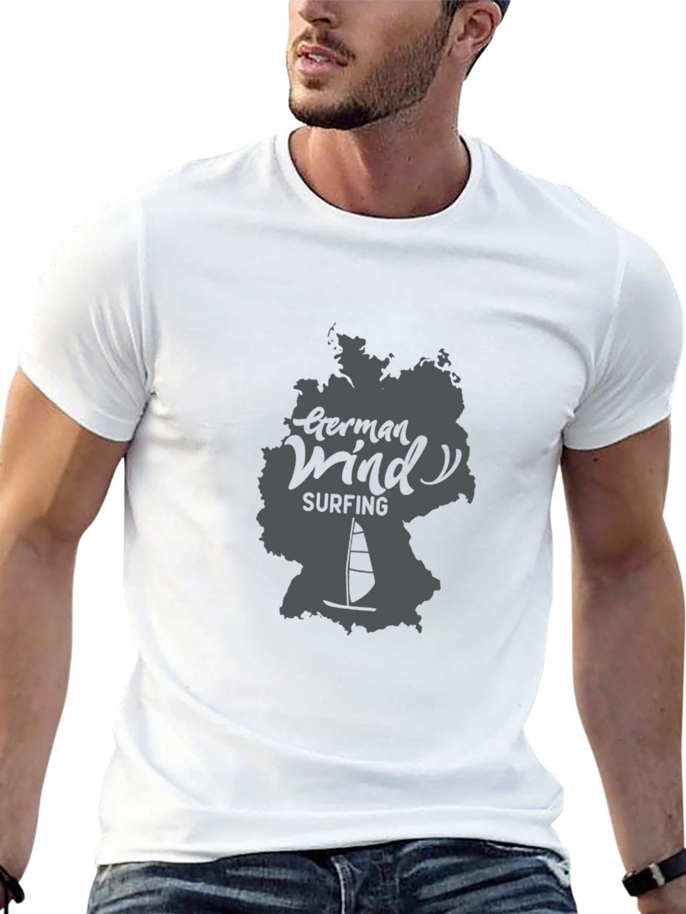 German Wind Surfing Black T-Shirt