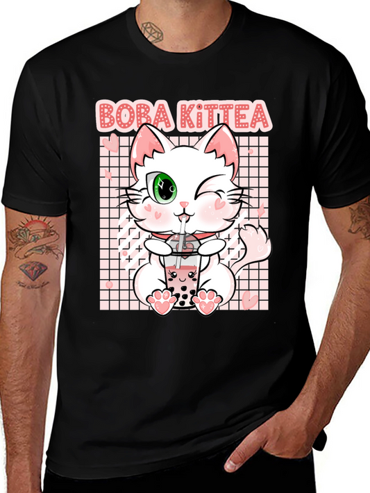 Boba Kittea Black Graphic T-Shirt