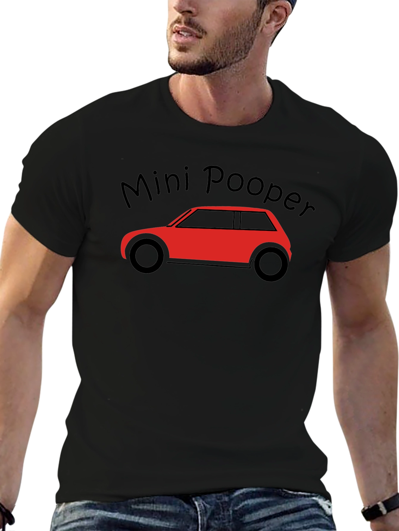 Mini Pooper Car Graphic Black T-Shirt