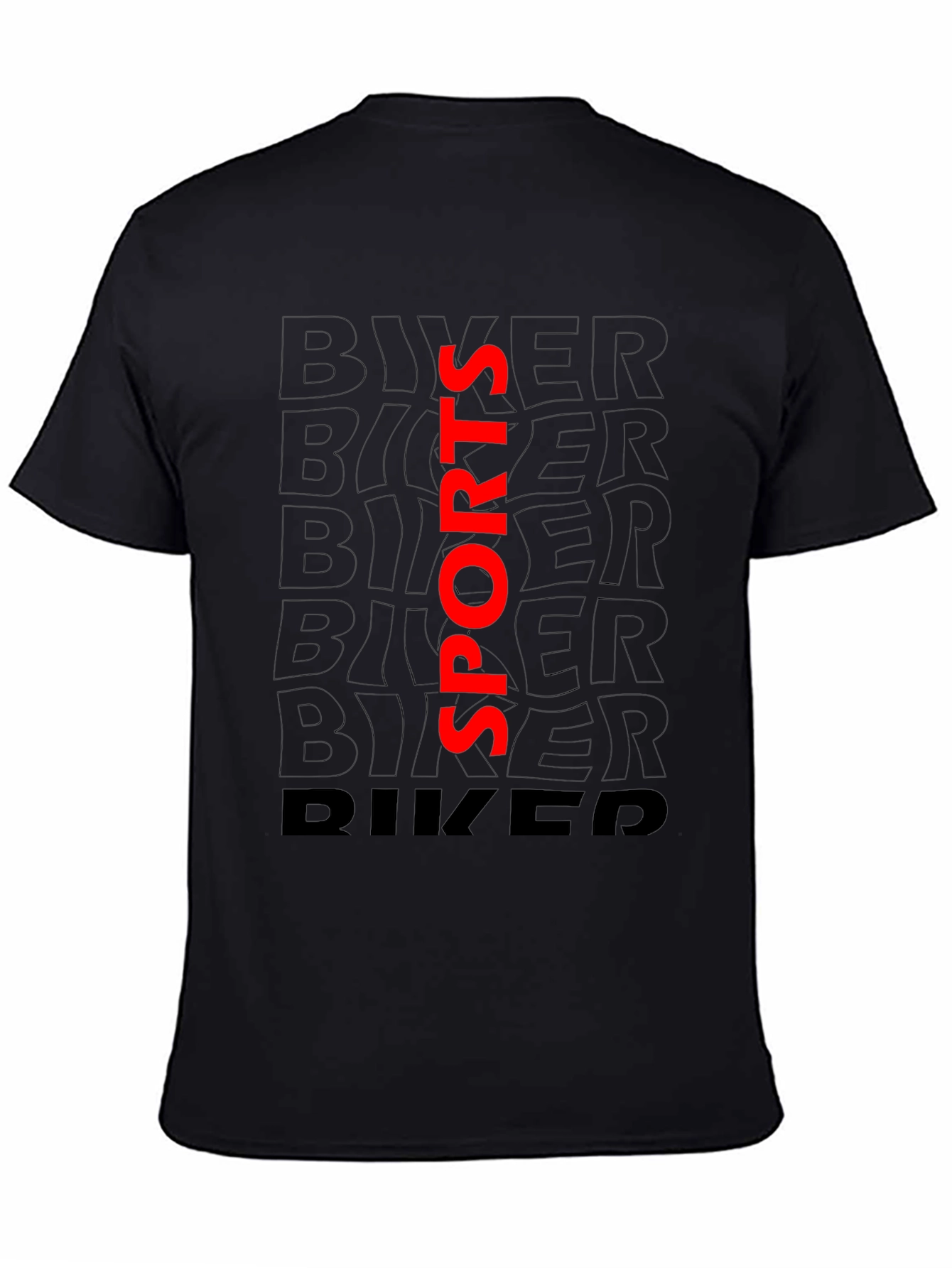 Biker Sports Graphic Tee - Black Casual T-Shirt
