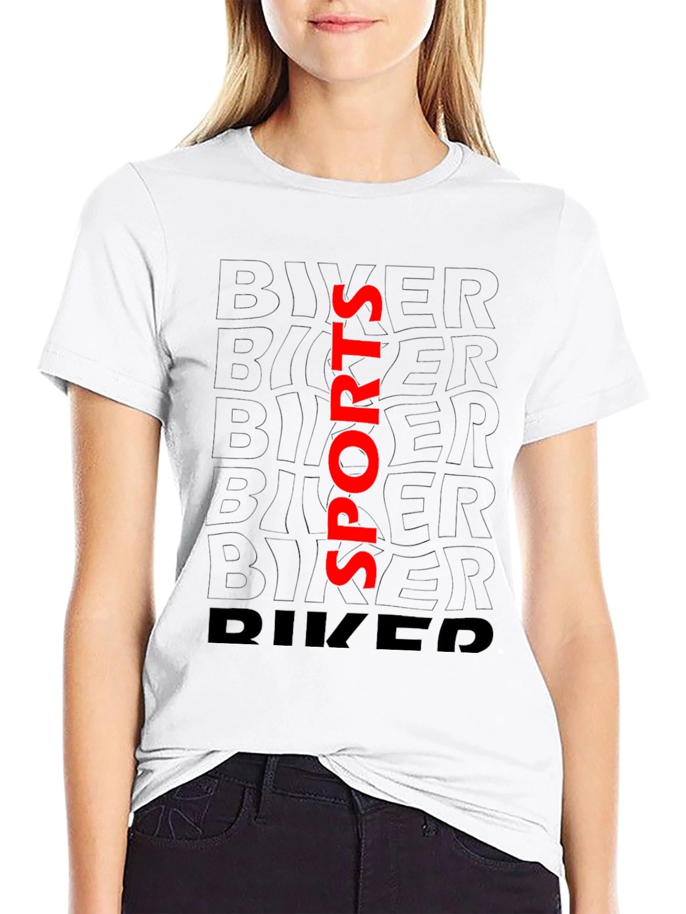 Biker Sports Graphic Tee - Black Casual T-Shirt