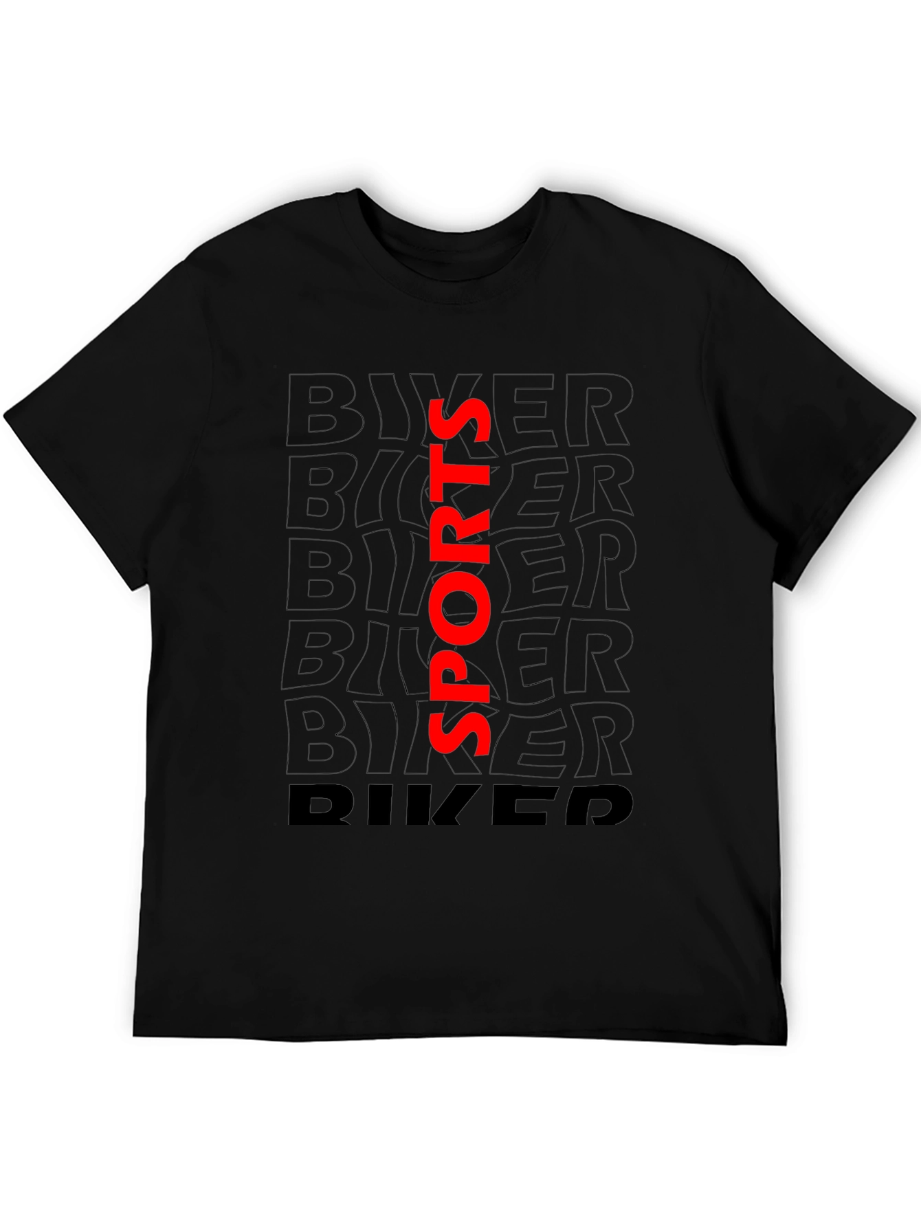Biker Sports Graphic Tee - Black Casual T-Shirt
